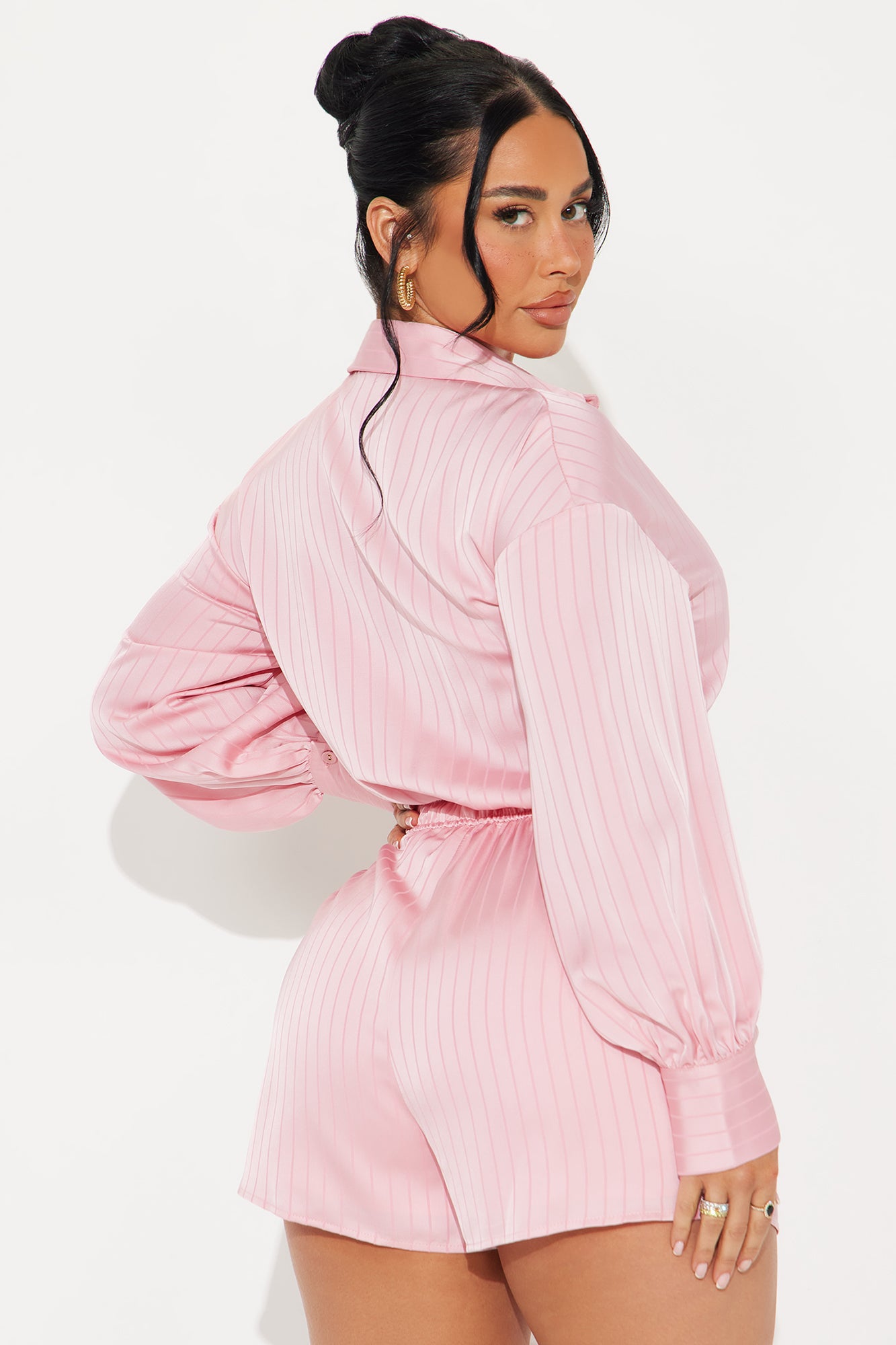 Sonya Satin Romper - Pink - Image 3