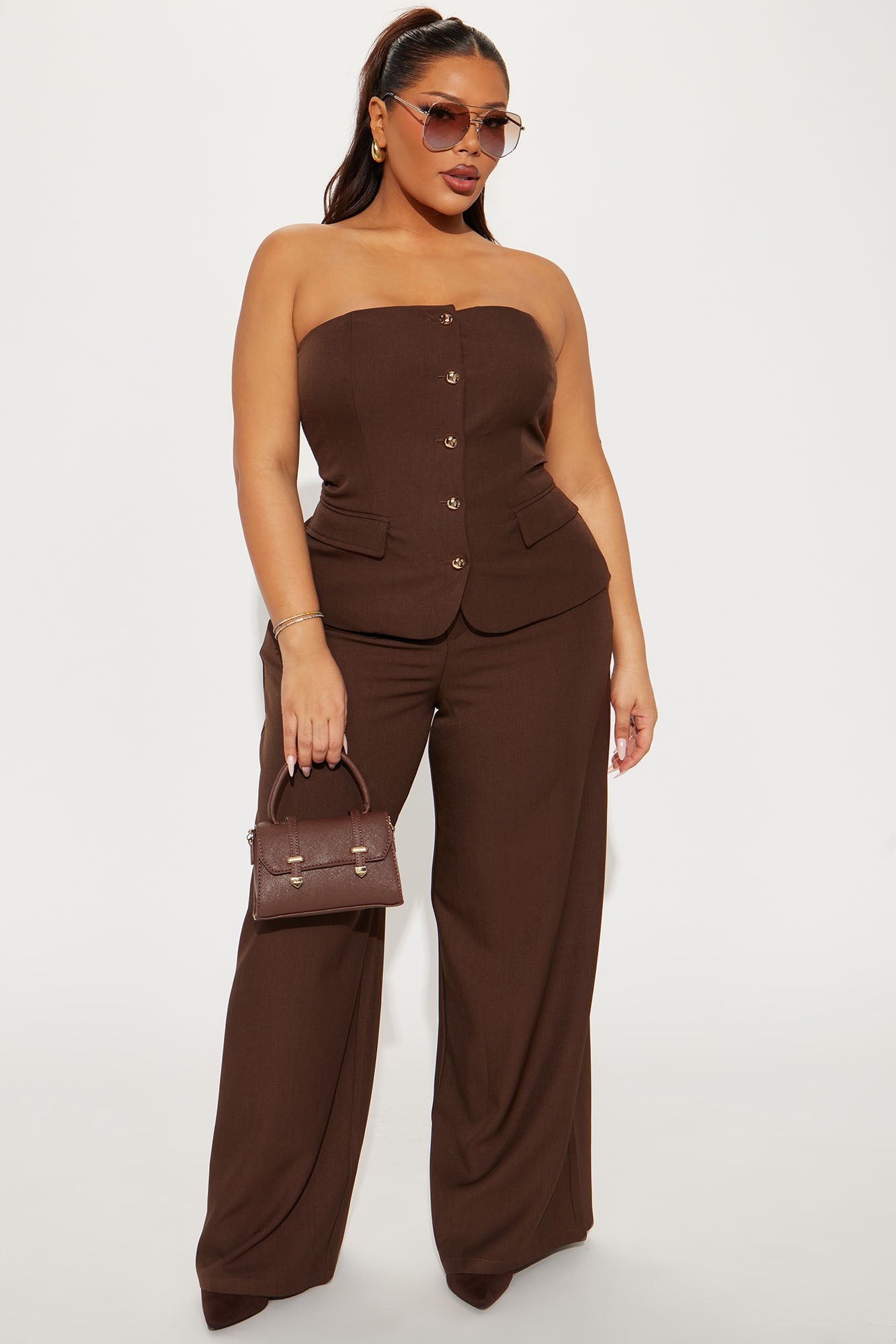 Shayla Pant Set - Chocolate - Image 4