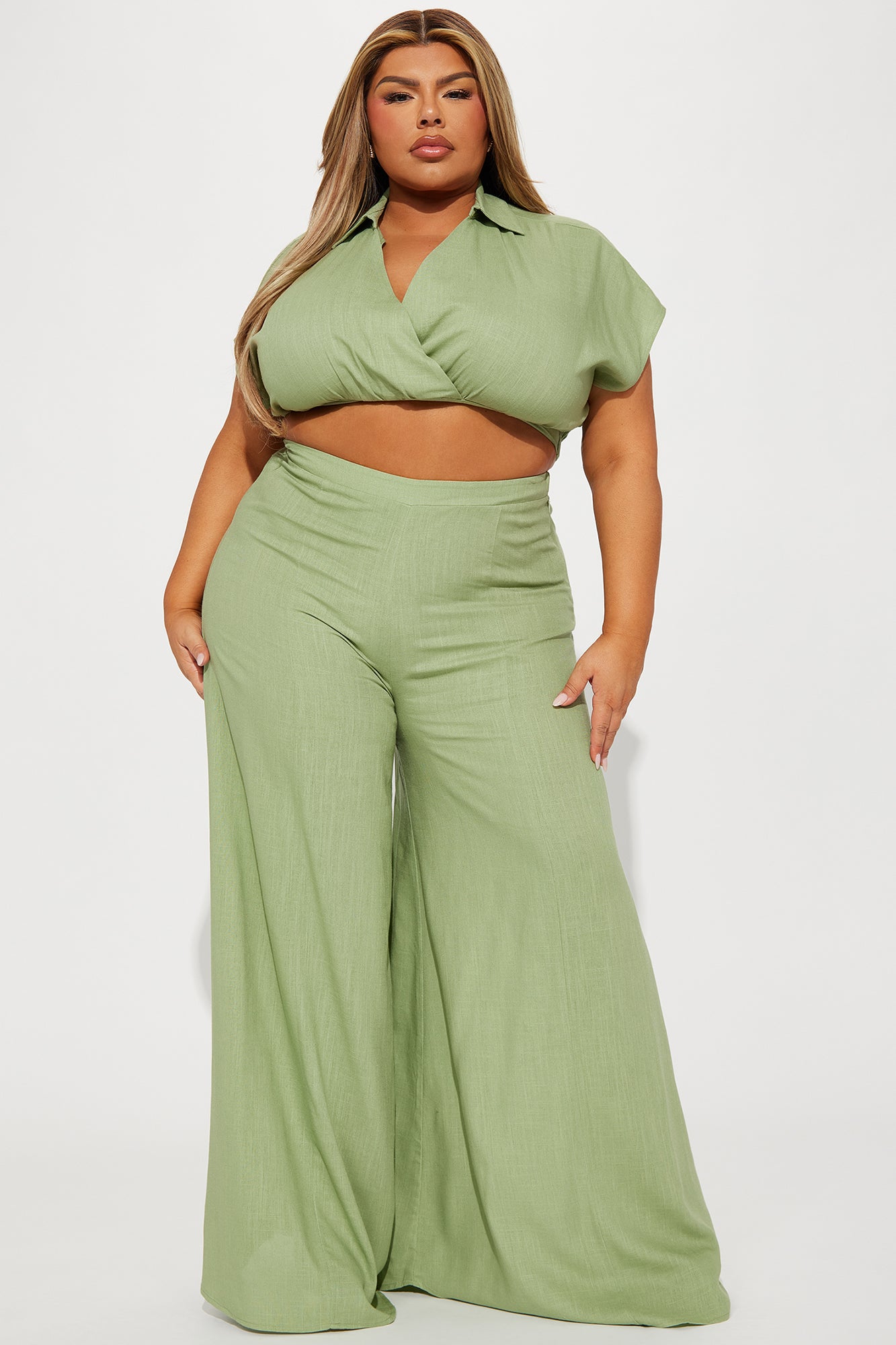 Lucky Day Linen Pant Set - Sage - Image 4