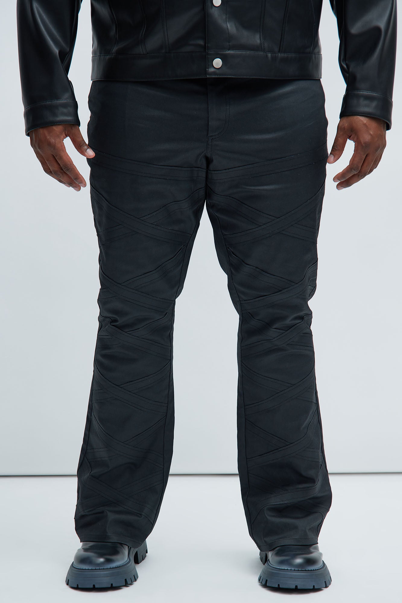 LLoyd Waxed Stacked Slim Flare Jeans - Black - Image 5