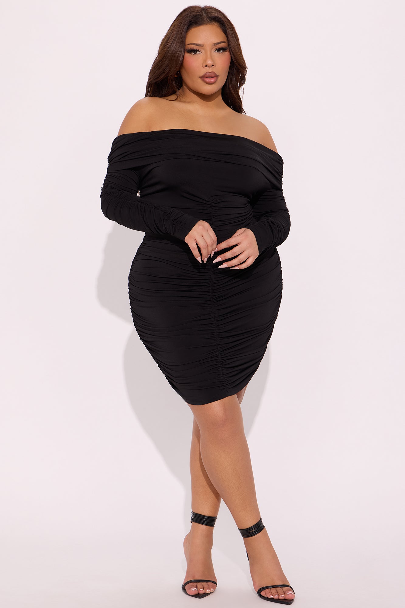 Keke Ruched Long Sleeve Mini Dress - Black - Image 5