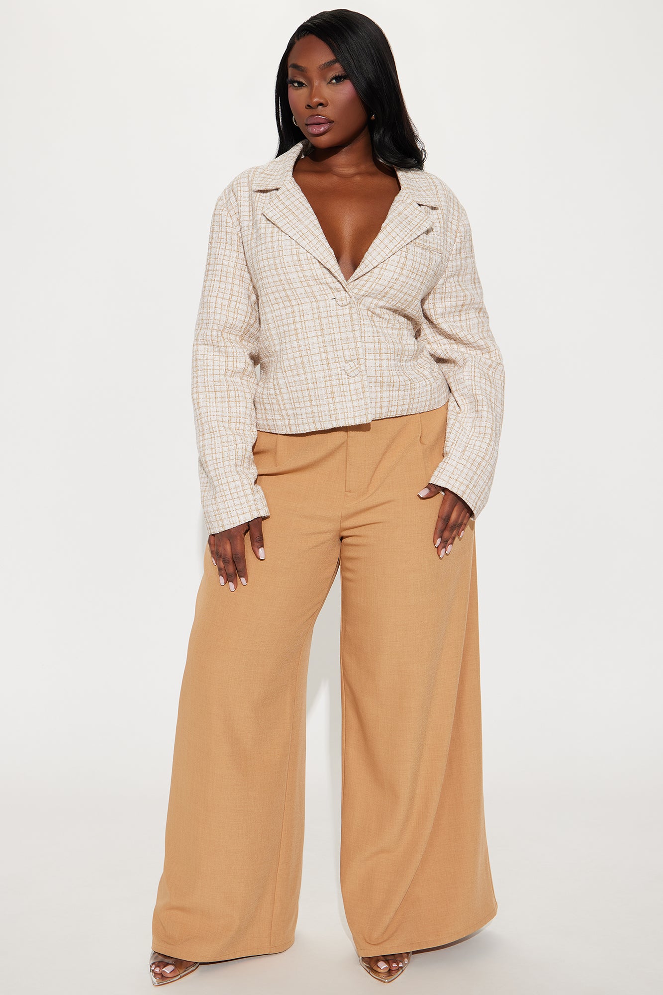 Dana Cropped Plaid Tweed Blazer - Cream/combo - Image 5