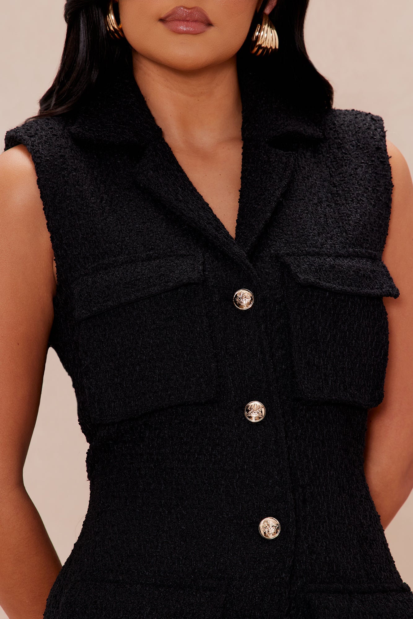 Angelica Tweed Mini Dress - Black - Image 3