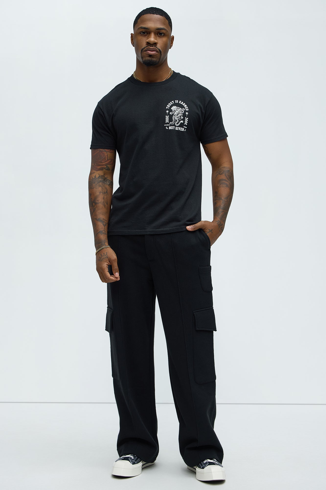 Tyson Baggy Cargo Sweatpants - Black - Image 3