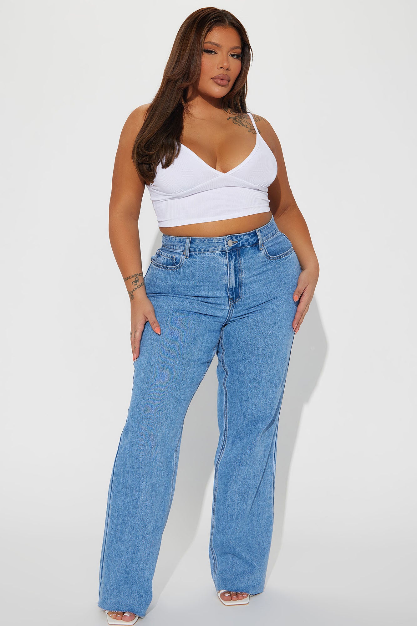 Winona 90's Wide Leg Jeans - Medium Blue Wash - Image 7