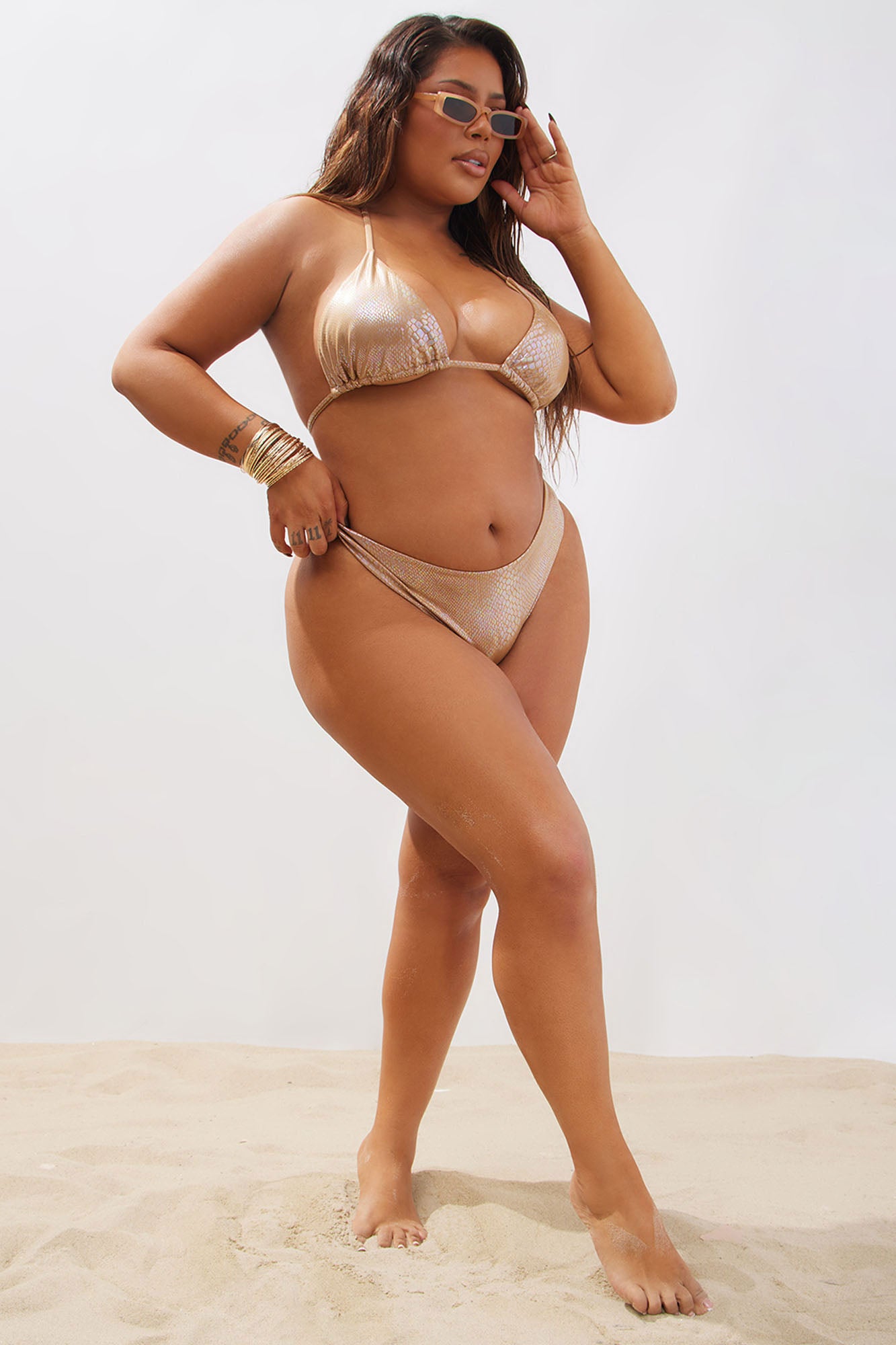 Belinda Snake 3 Piece Bikini Set - Bronze - Image 11