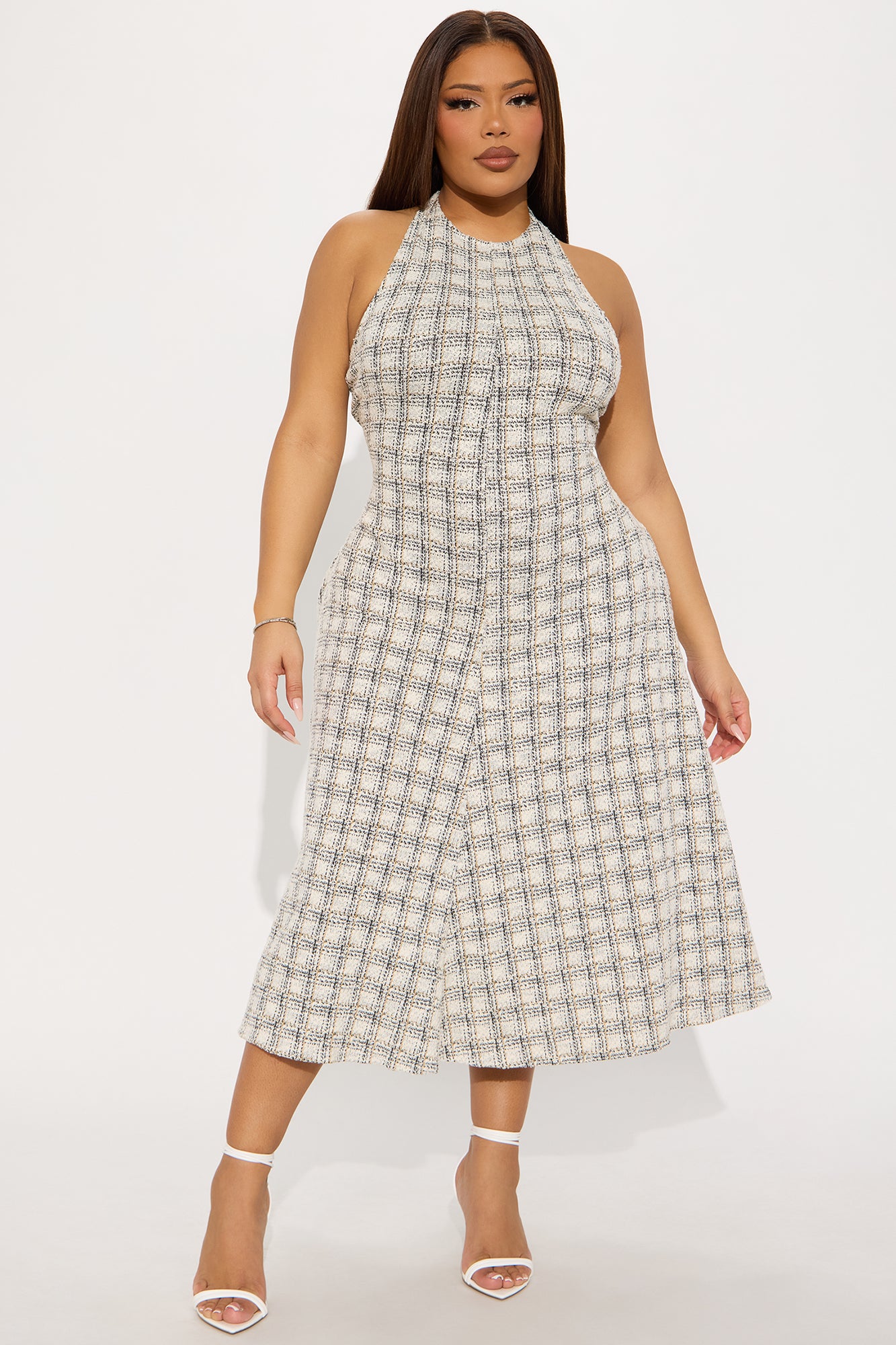 Zoelle Stretch Tweed Midi Dress - Ivory/combo - Image 4