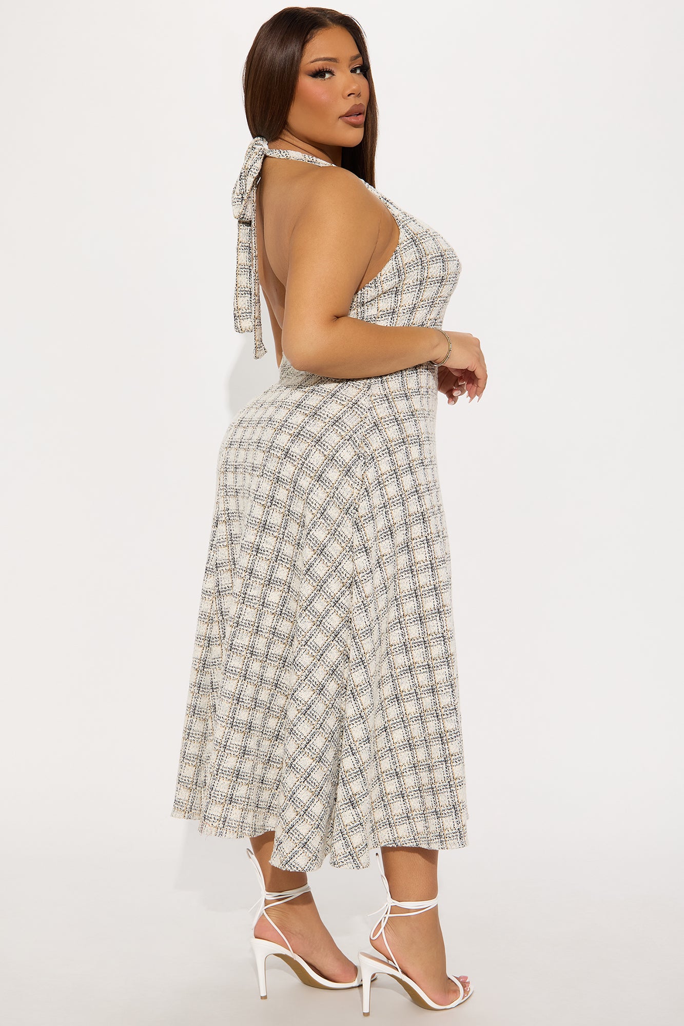 Zoelle Stretch Tweed Midi Dress - Ivory/combo - Image 6