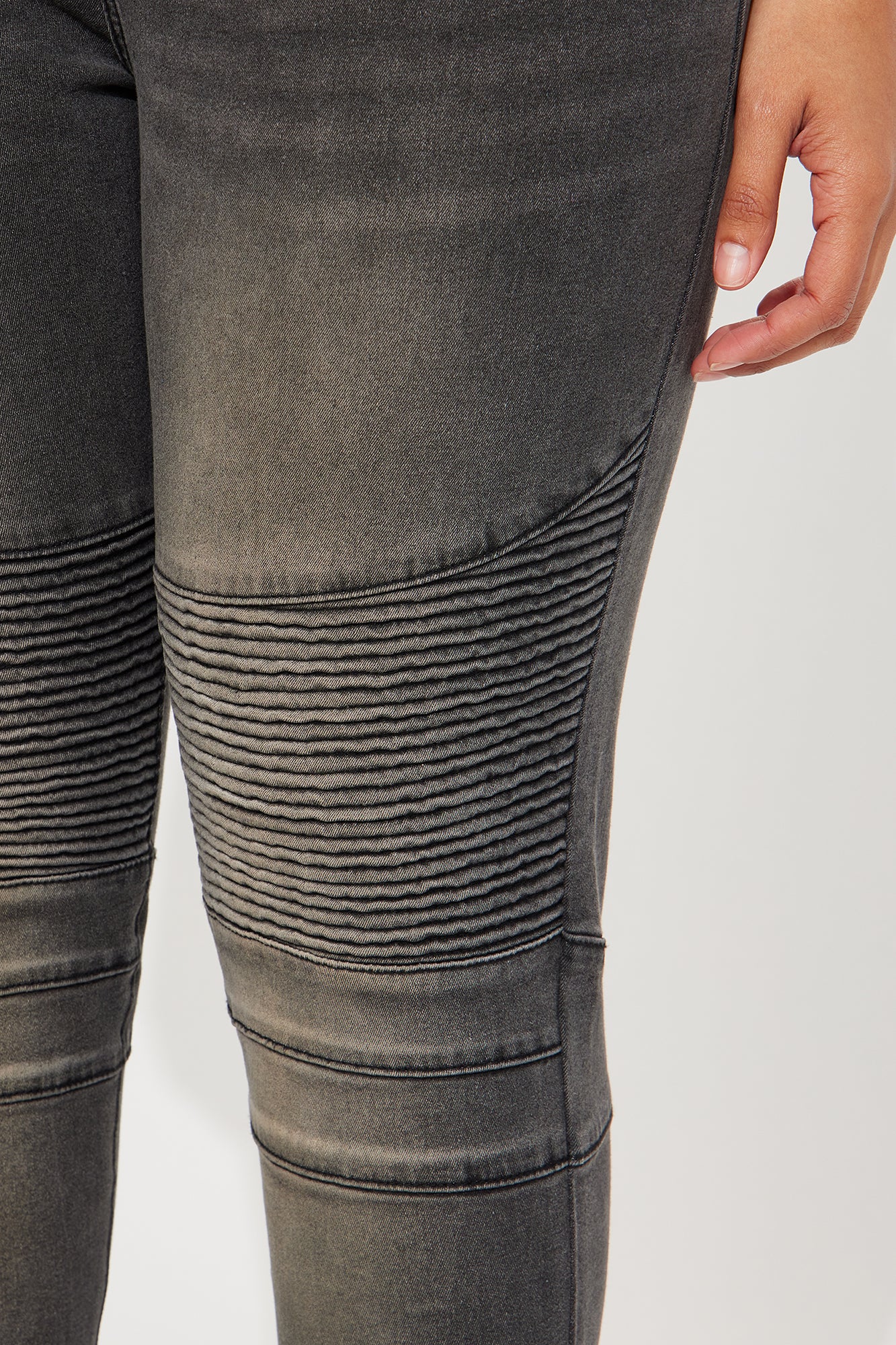 Give Me A Reason Stretch Moto Skinny Jeans - Black Wash - Image 6