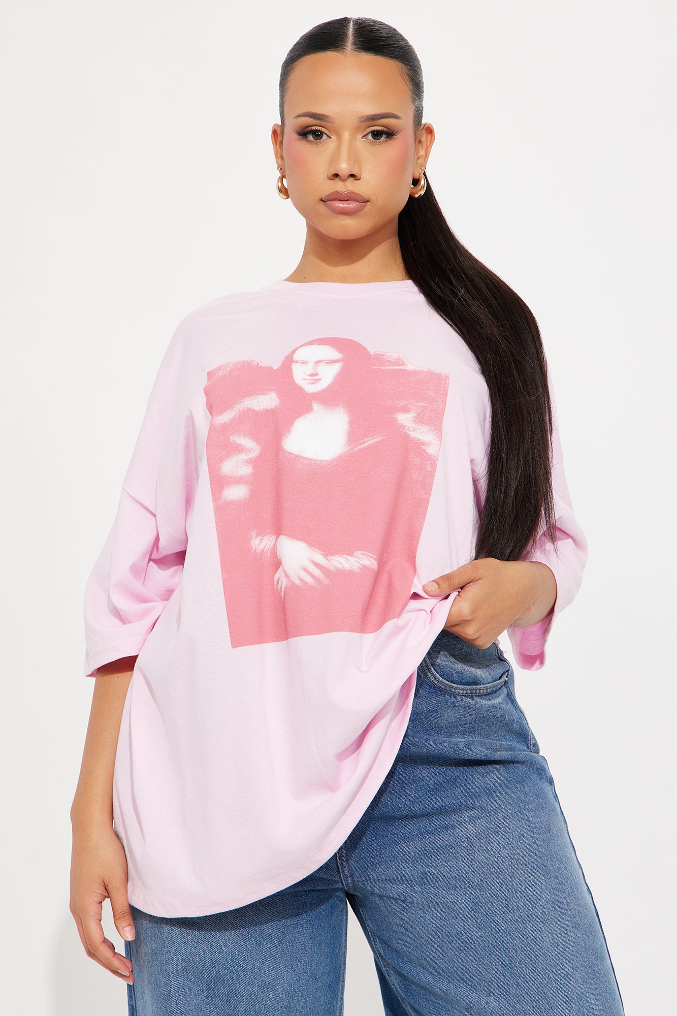 Mona Lisa Smile Tee - Pink - Image 5
