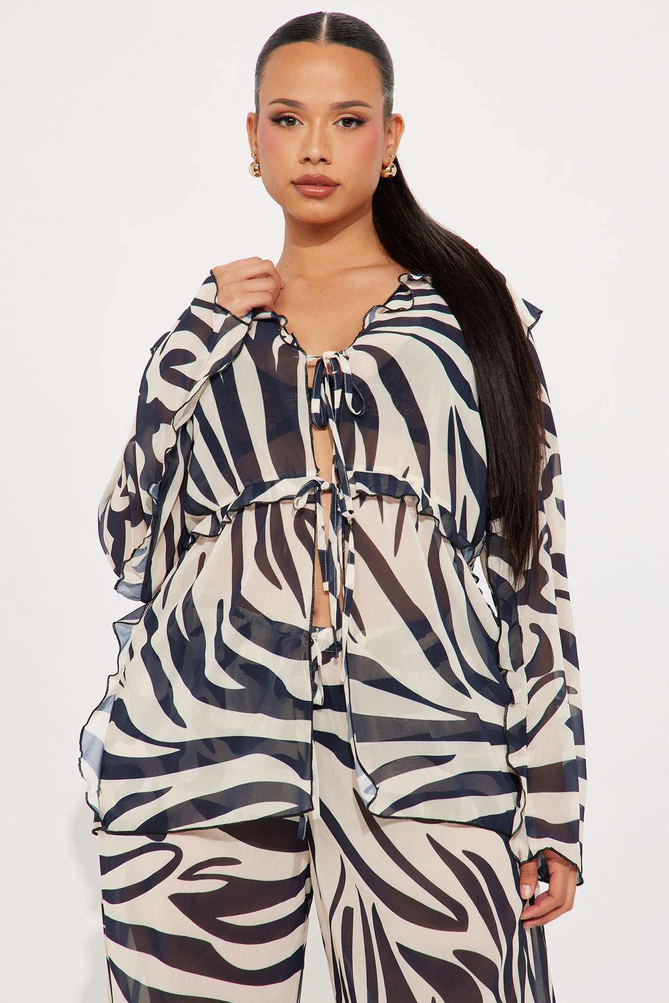 Yara Zebra Print Pant Set - Black/combo - Image 5