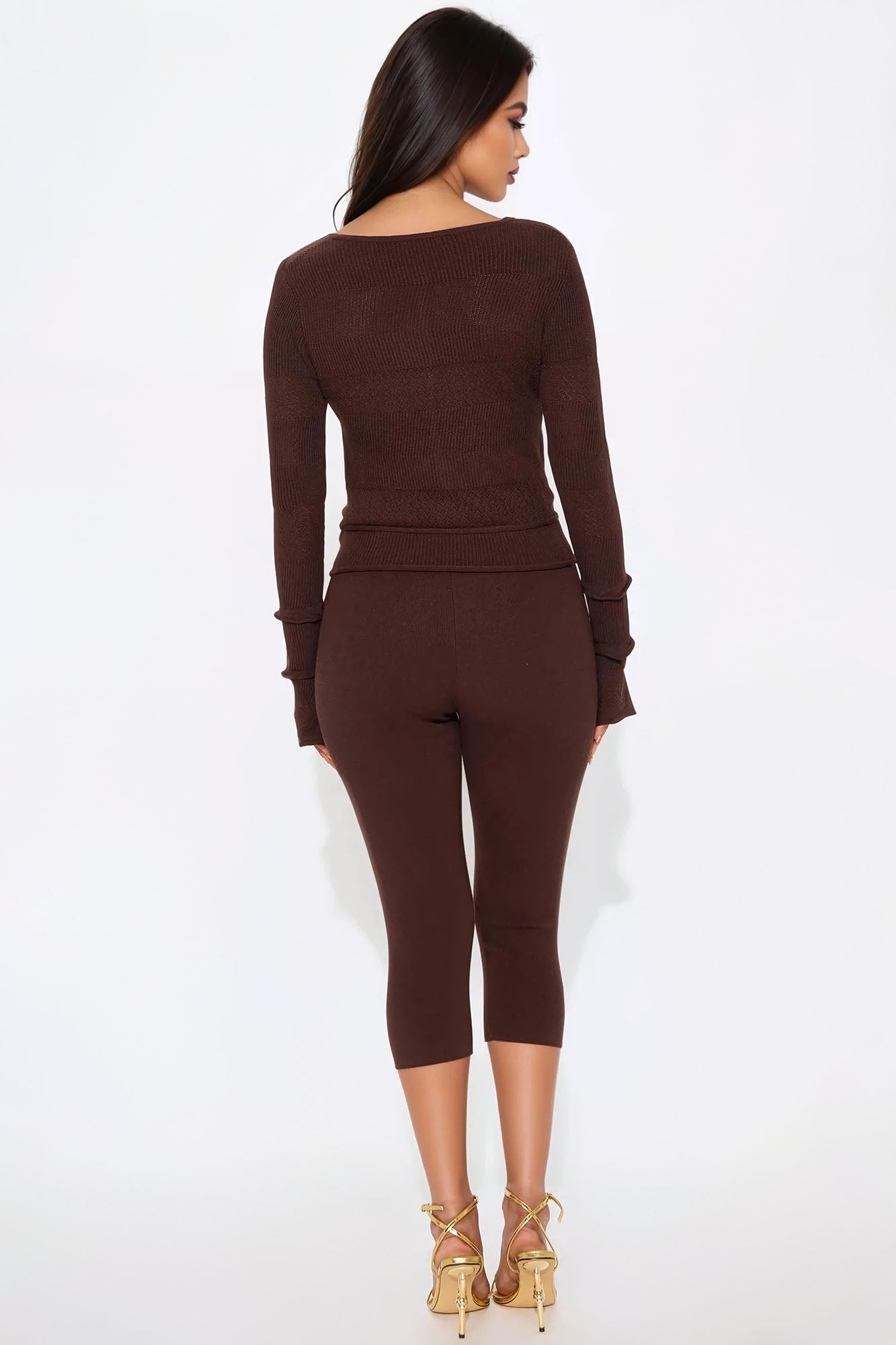 Del Mar 3 Piece Capri Pant Set - Chocolate - Image 3