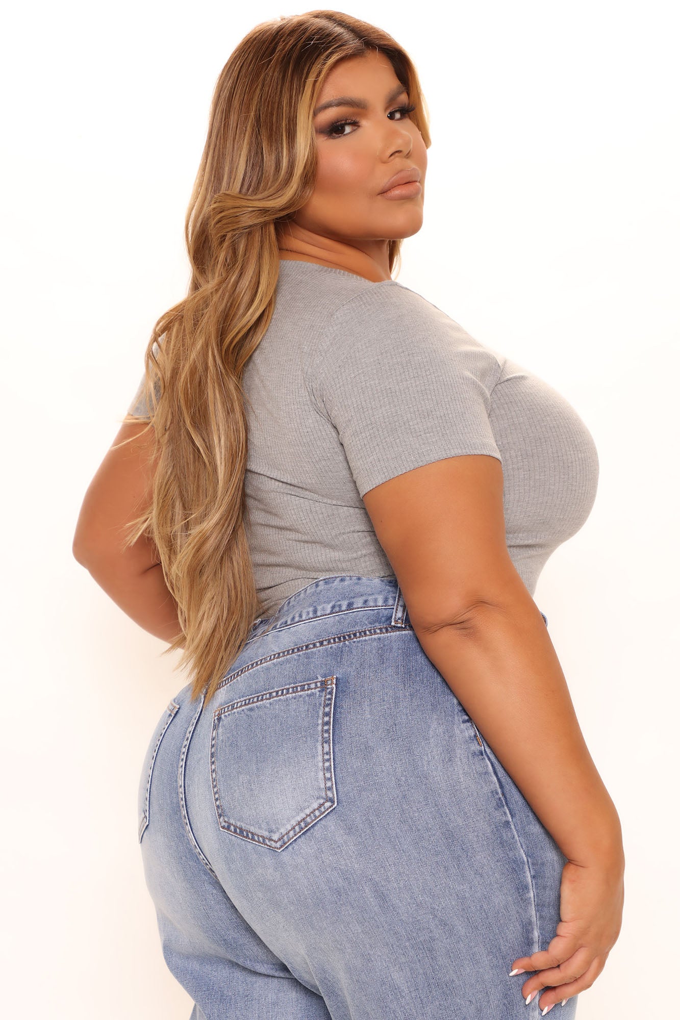 Aliza Ribbed Bodysuit - Heather Grey - Image 8