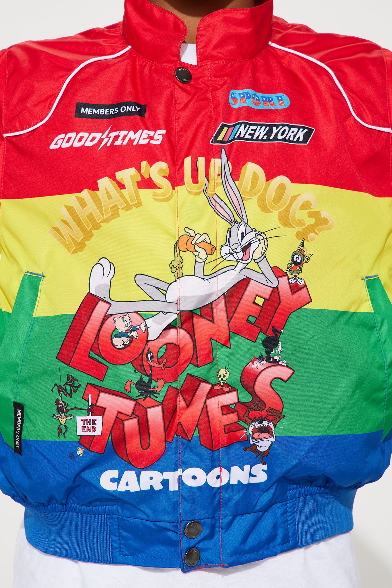 Mini Looney Tunes Colorblock Nylon Windbreaker - Red/combo - Image 3