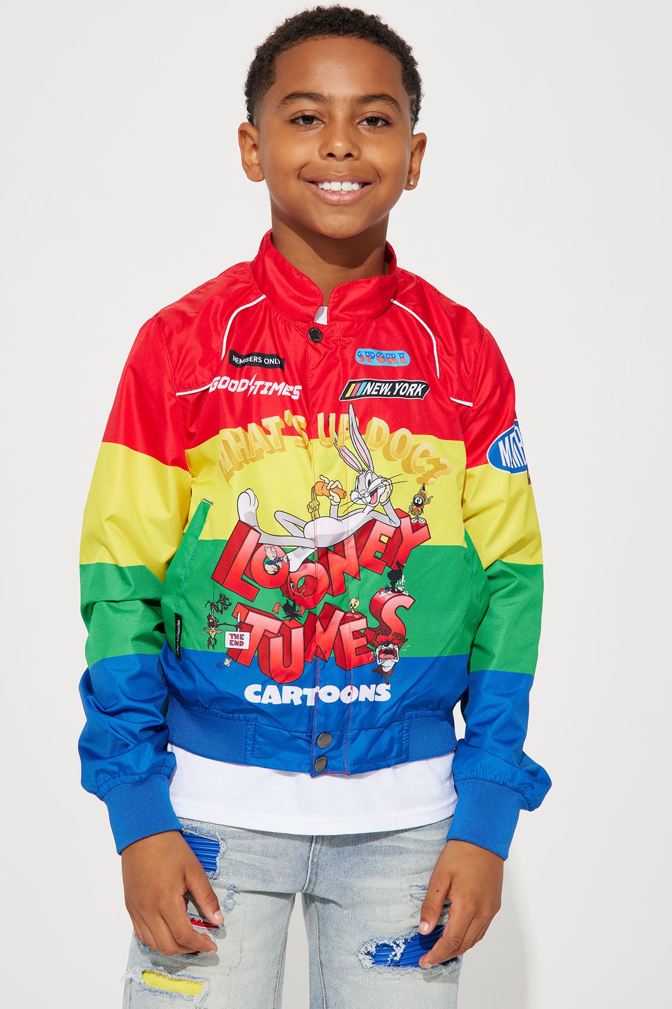 Mini Looney Tunes Colorblock Nylon Windbreaker - Red/combo - Image 4