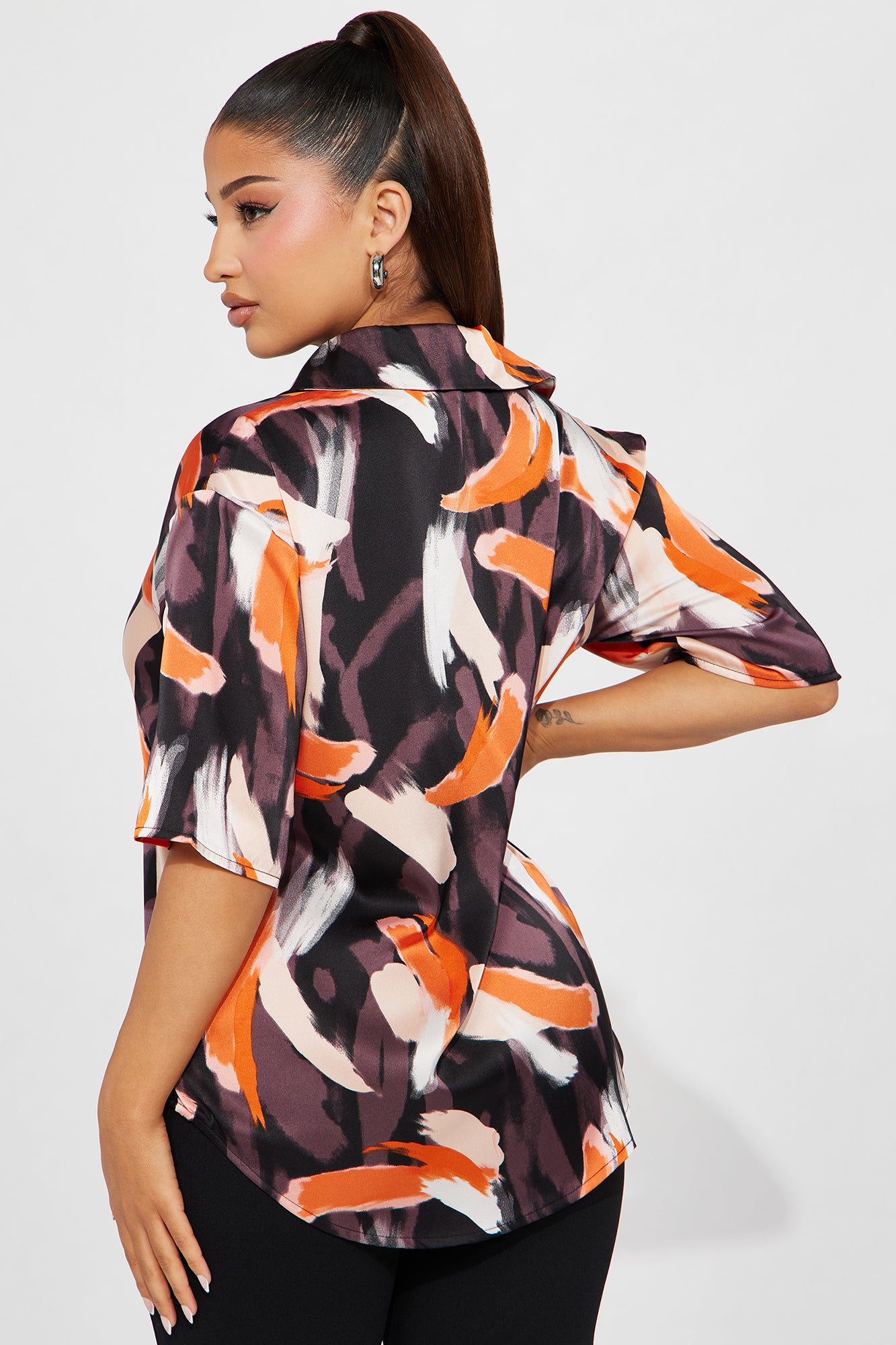 For The Thrill Satin Shirt - Black/combo - Image 3