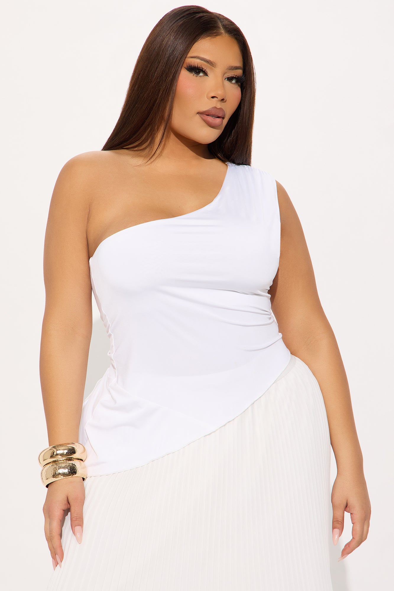 Alayna One Shoulder Top - White - Image 4