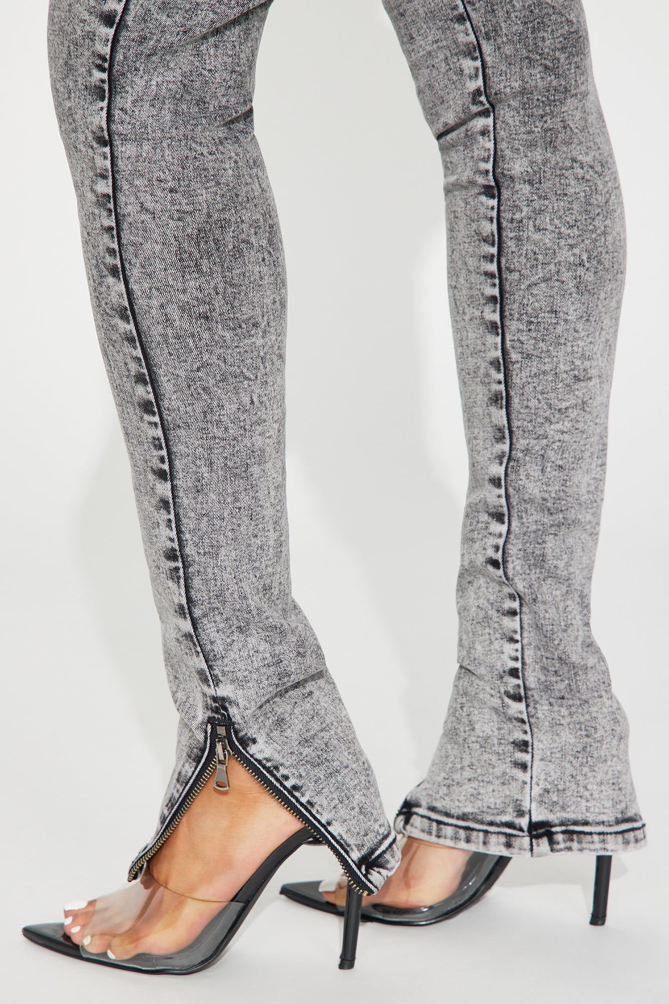 Moto Madness Stretch Skinny Jeans - Acid Wash Grey - Image 3