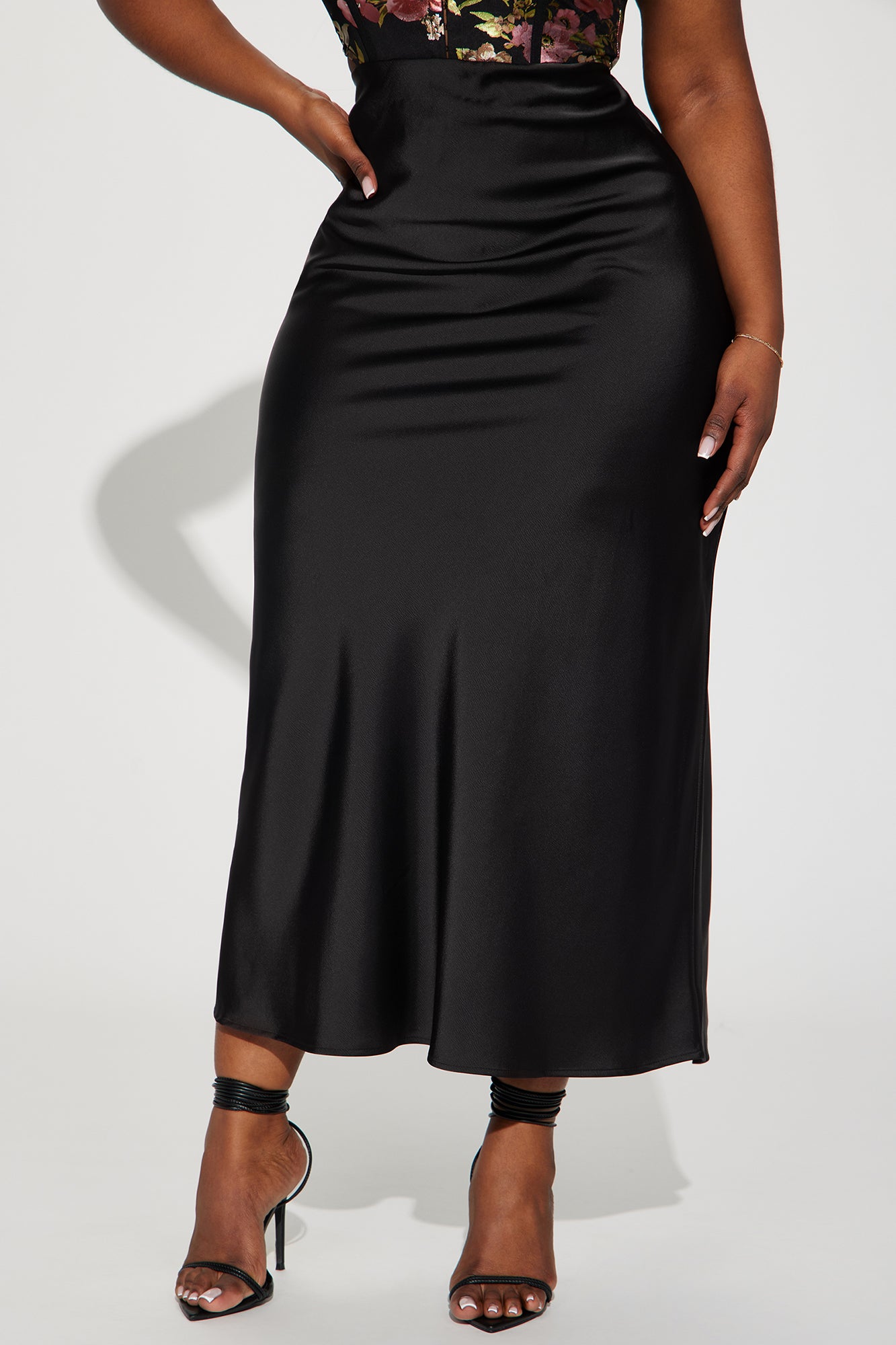 Brunch to GNO Satin Maxi Skirt - Black - Image 6