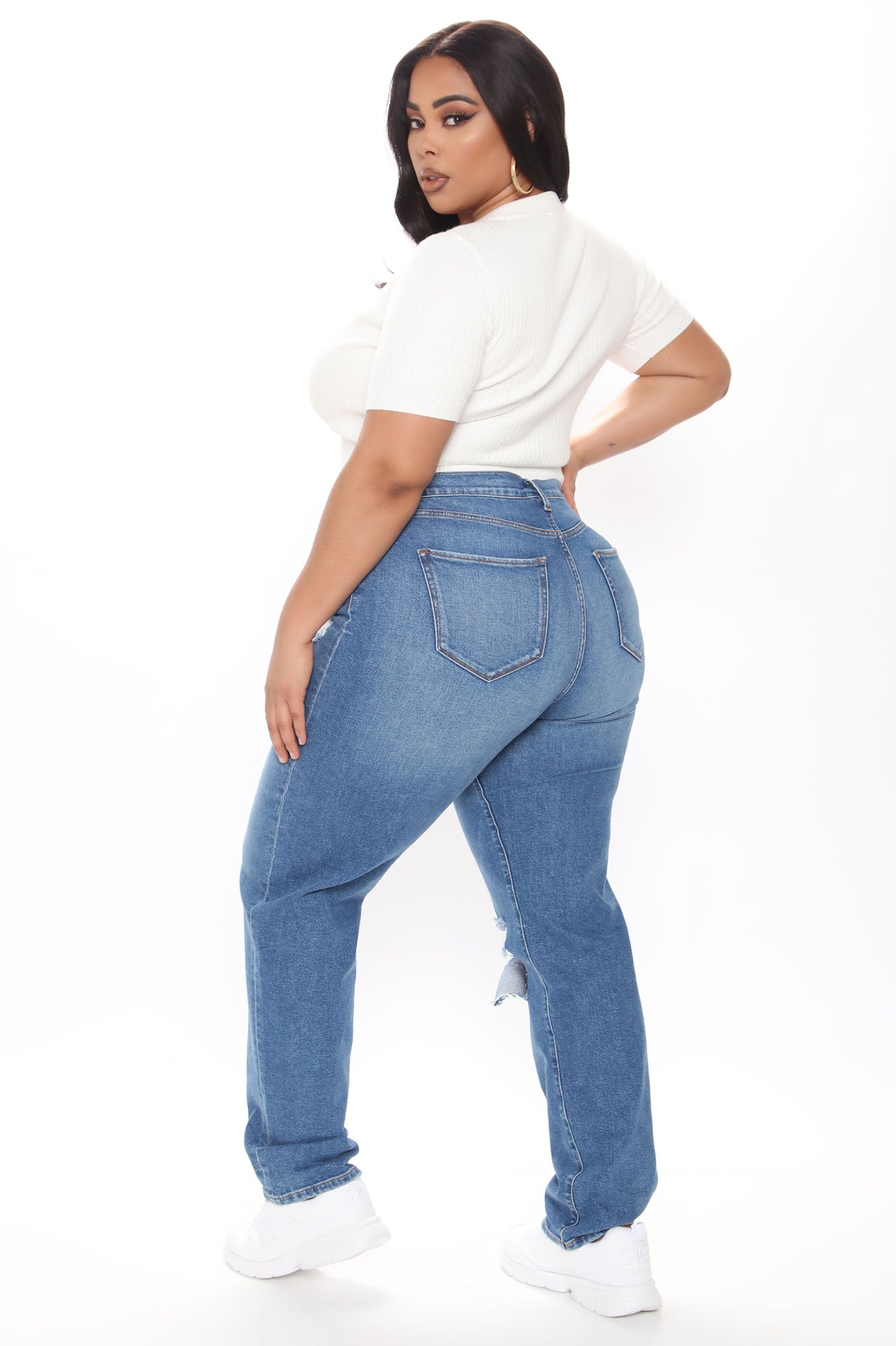 Tall Hometown Cutie Destroyed Mom Jeans - Medium Blue Wash - Image 10