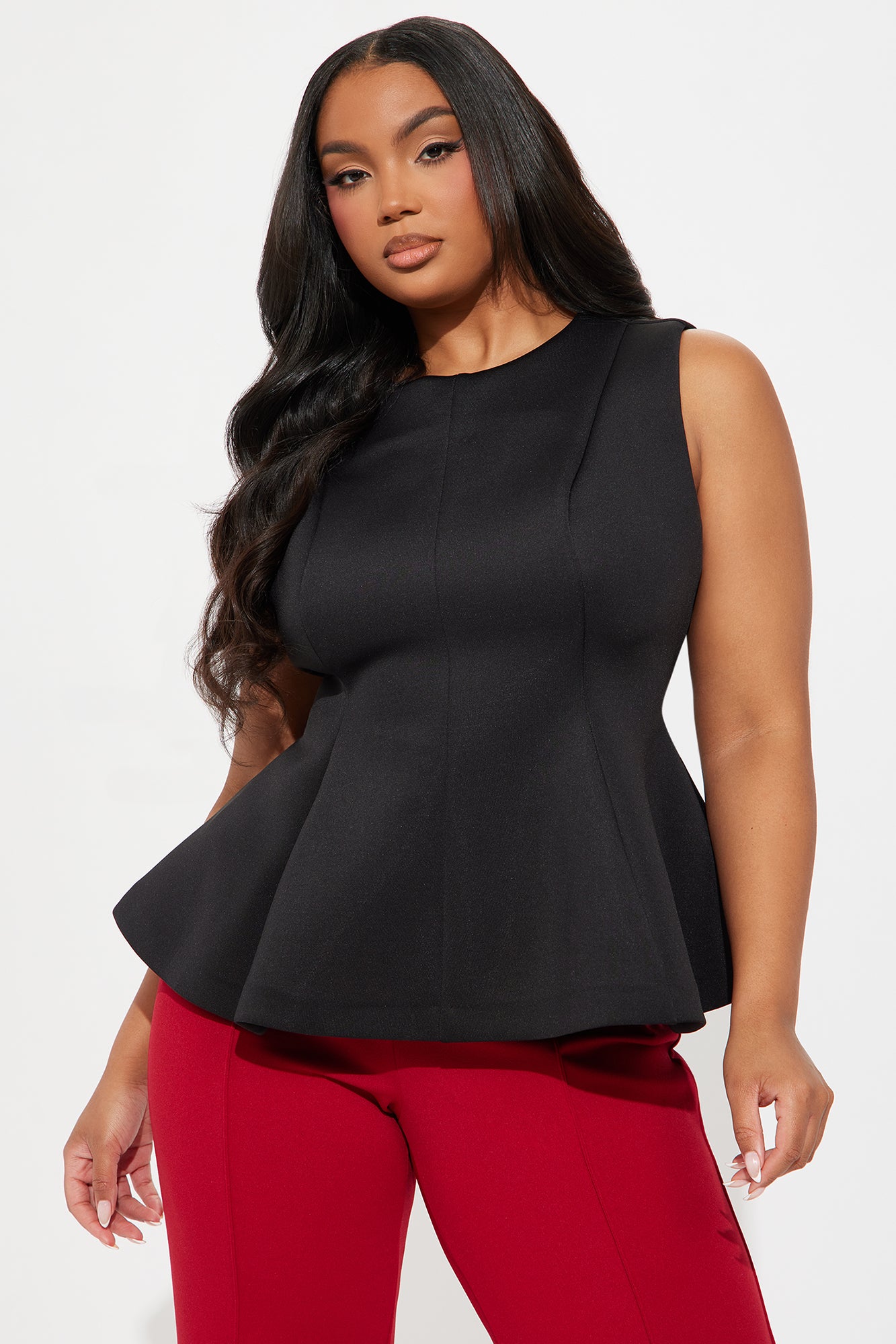 Adonna Peplum Top - Black - Image 4