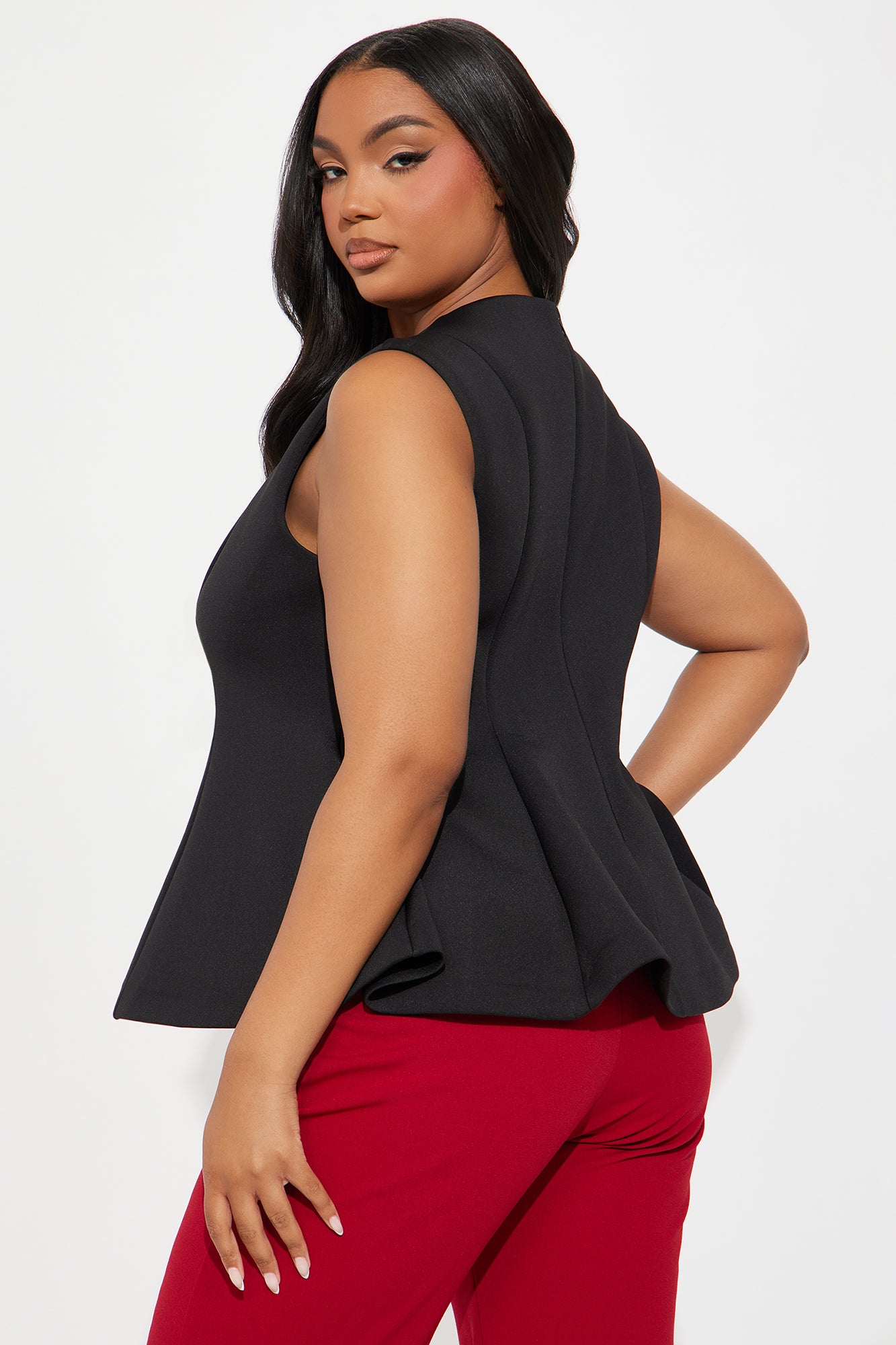 Adonna Peplum Top - Black - Image 6