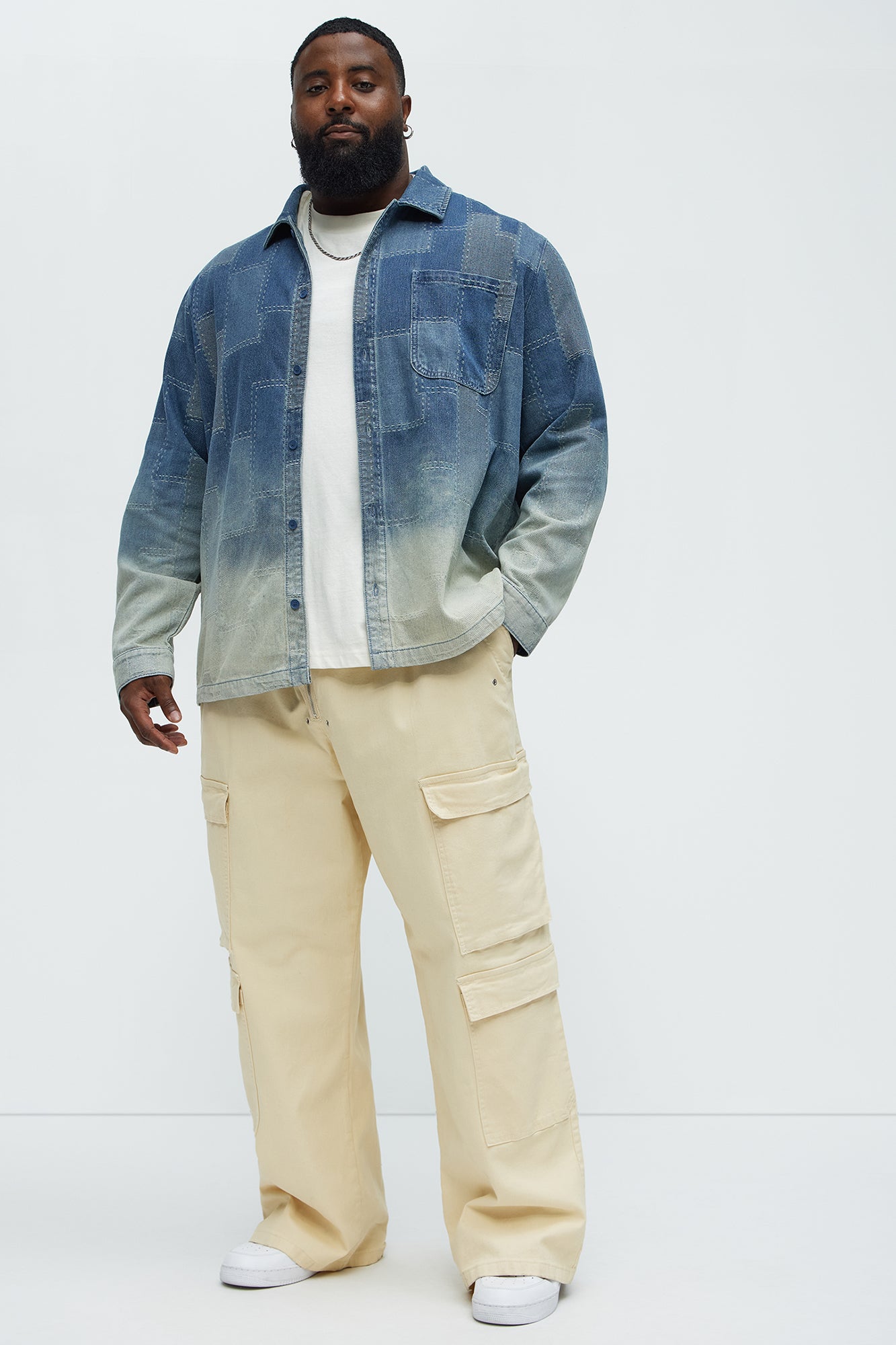 Exposed Zip Tech Baggy Cargo Pants - Khaki - Image 6