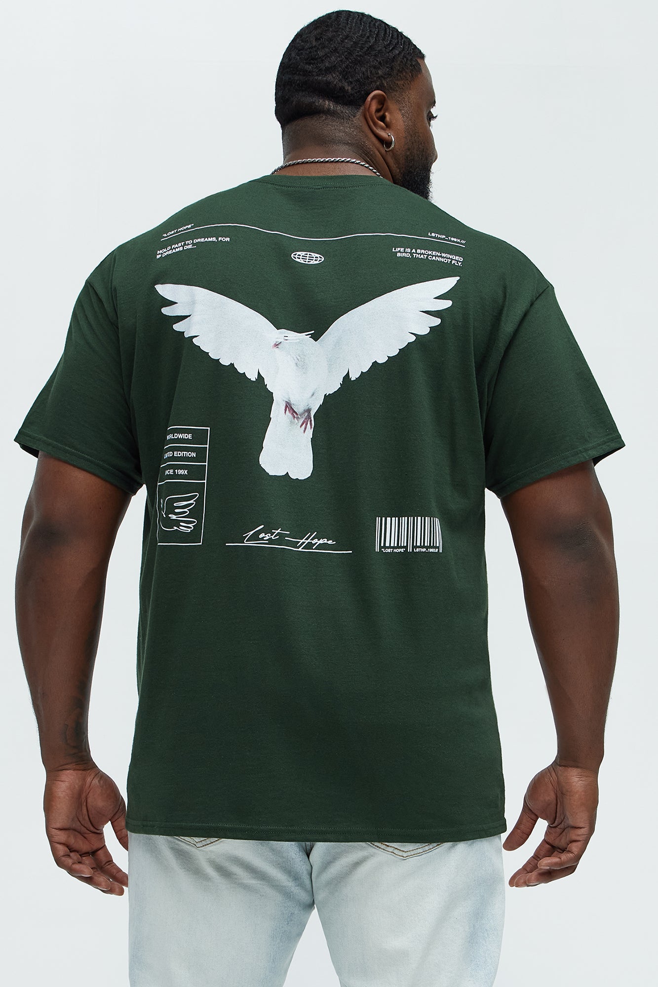 White Bird Short Sleeve Crew Neck T shirt - Hunter Green - Image 6