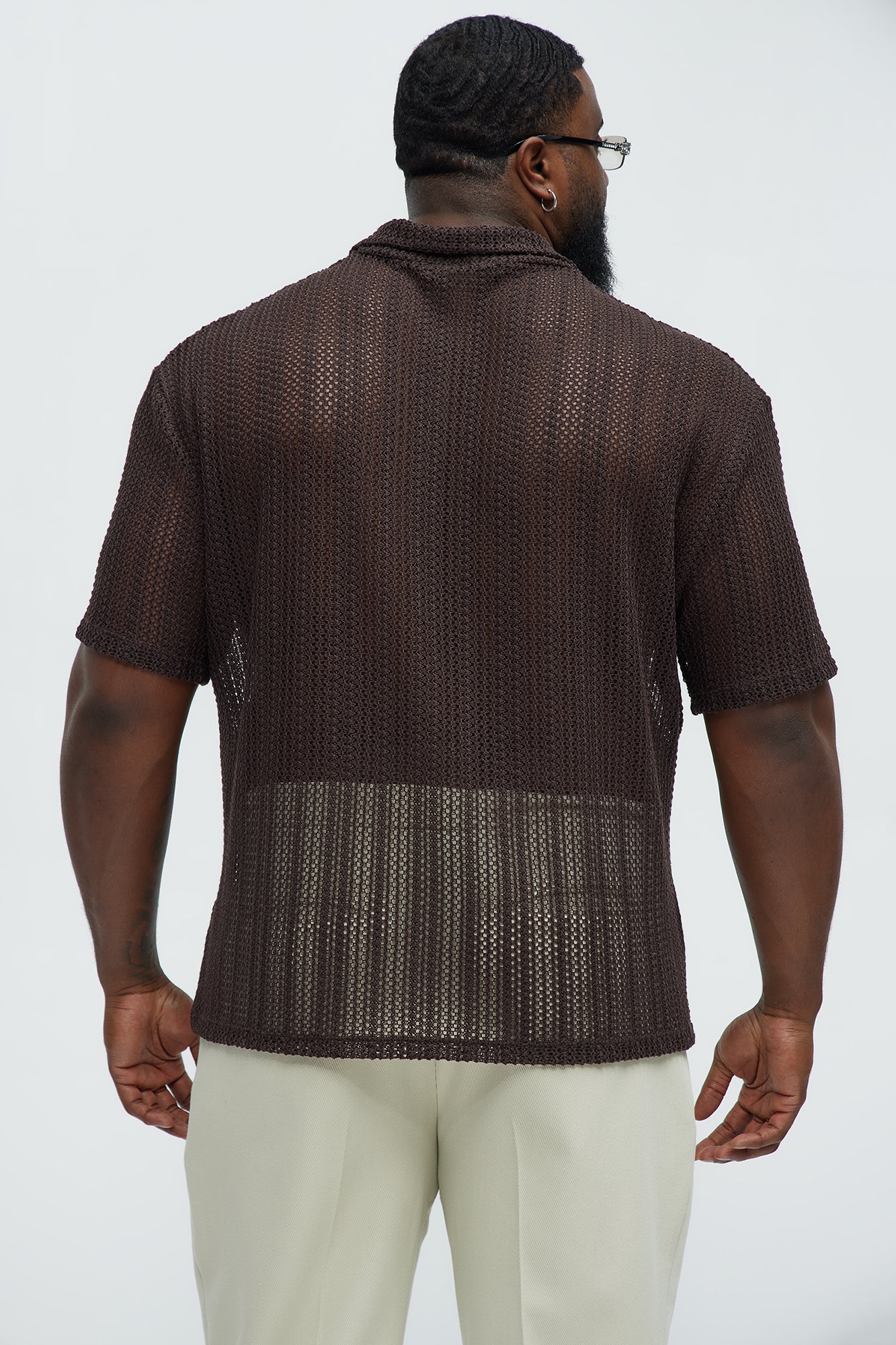 Aiden Crochet Johnny Collar Polo - Brown - Image 8