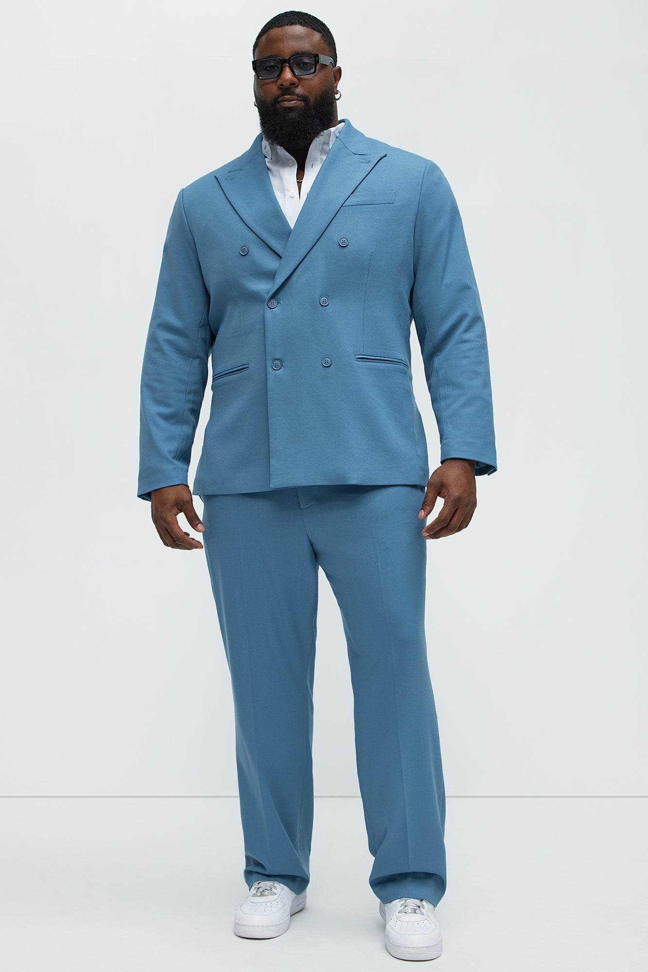 High Peak Lapel Suit Blazer - Slate Blue - Image 7