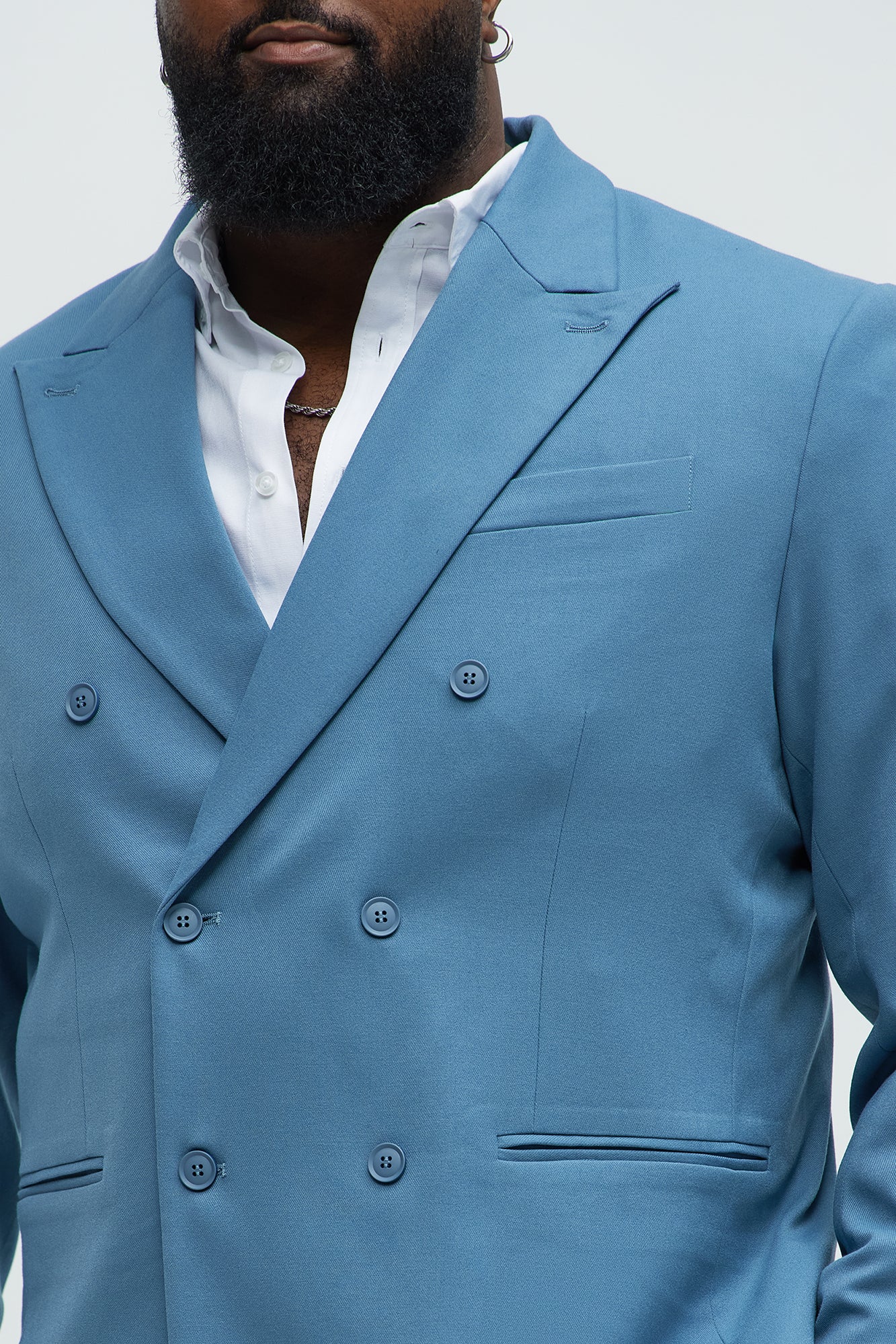 High Peak Lapel Suit Blazer - Slate Blue - Image 8