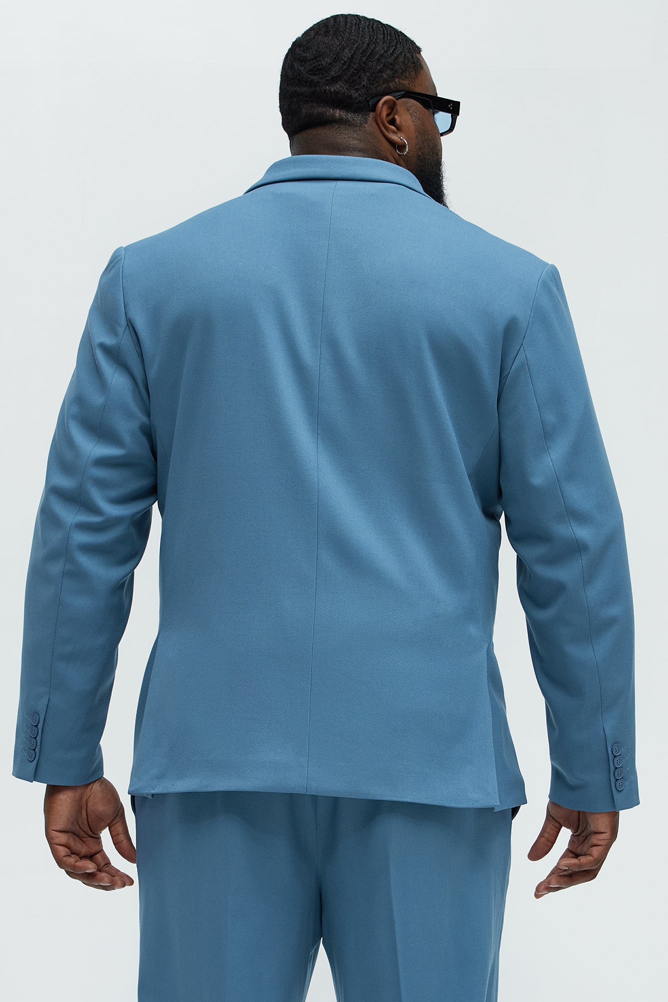 High Peak Lapel Suit Blazer - Slate Blue - Image 9