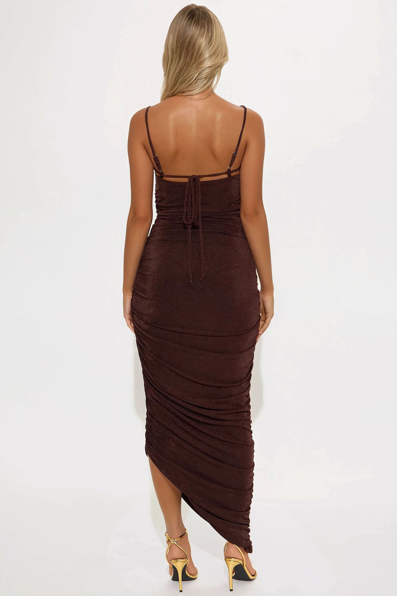 Slinky Sara Double Lined Midi Dress - Chocolate - Image 3