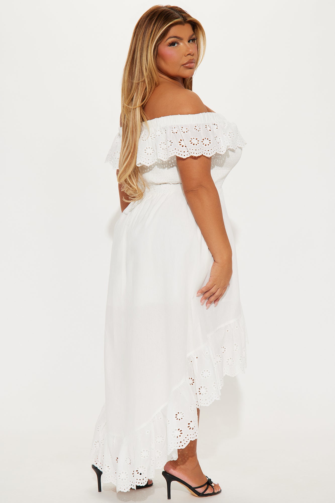 Vanessa Off Shoulder Midi Dress - White - Image 6