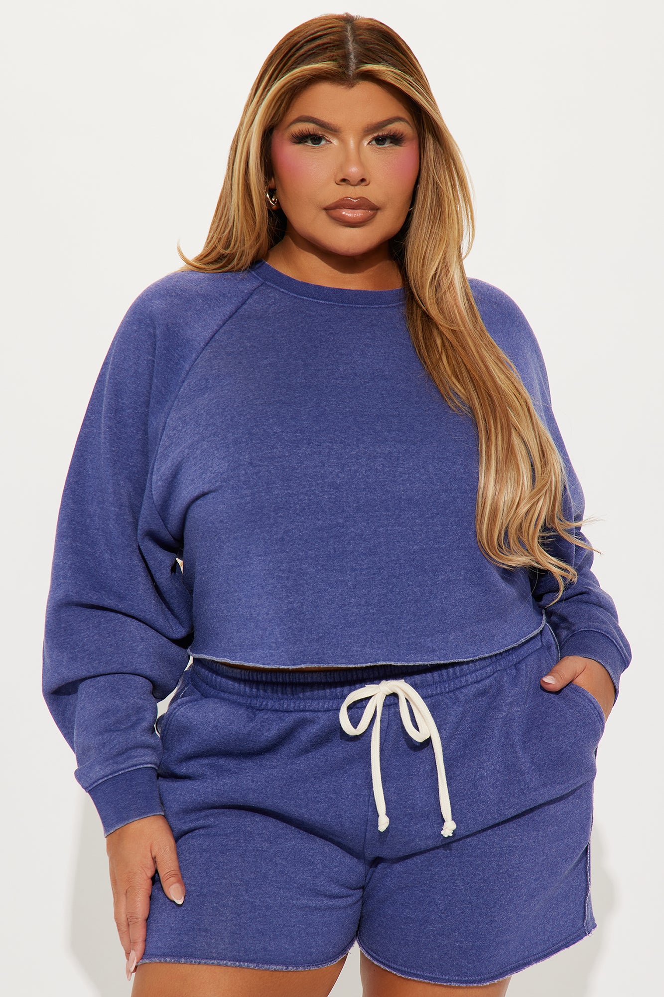 So Soft Washed Fleece Short Set - Indigo - Image 4