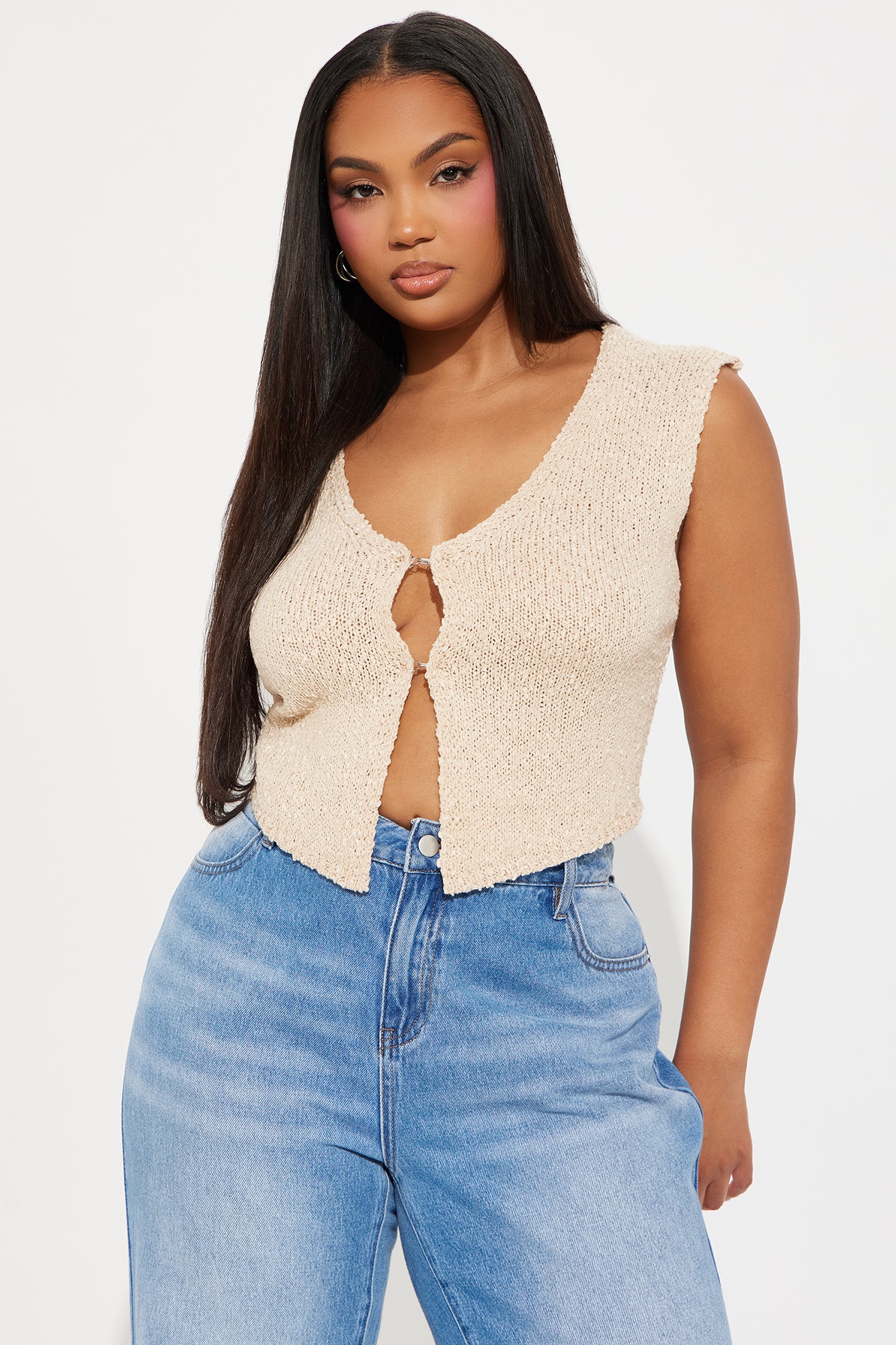 Atheina Sweater Vest Top - Taupe - Image 5