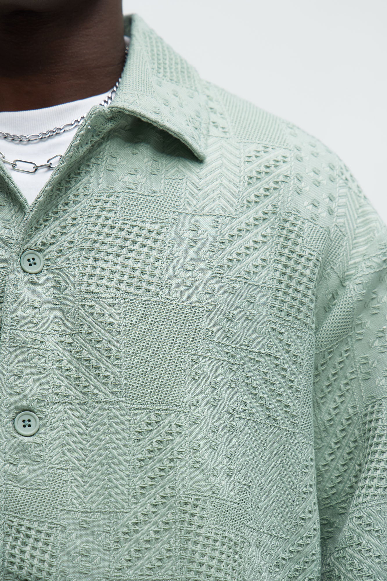Meknes Jacquard Pattern Jacket - Sage - Image 4