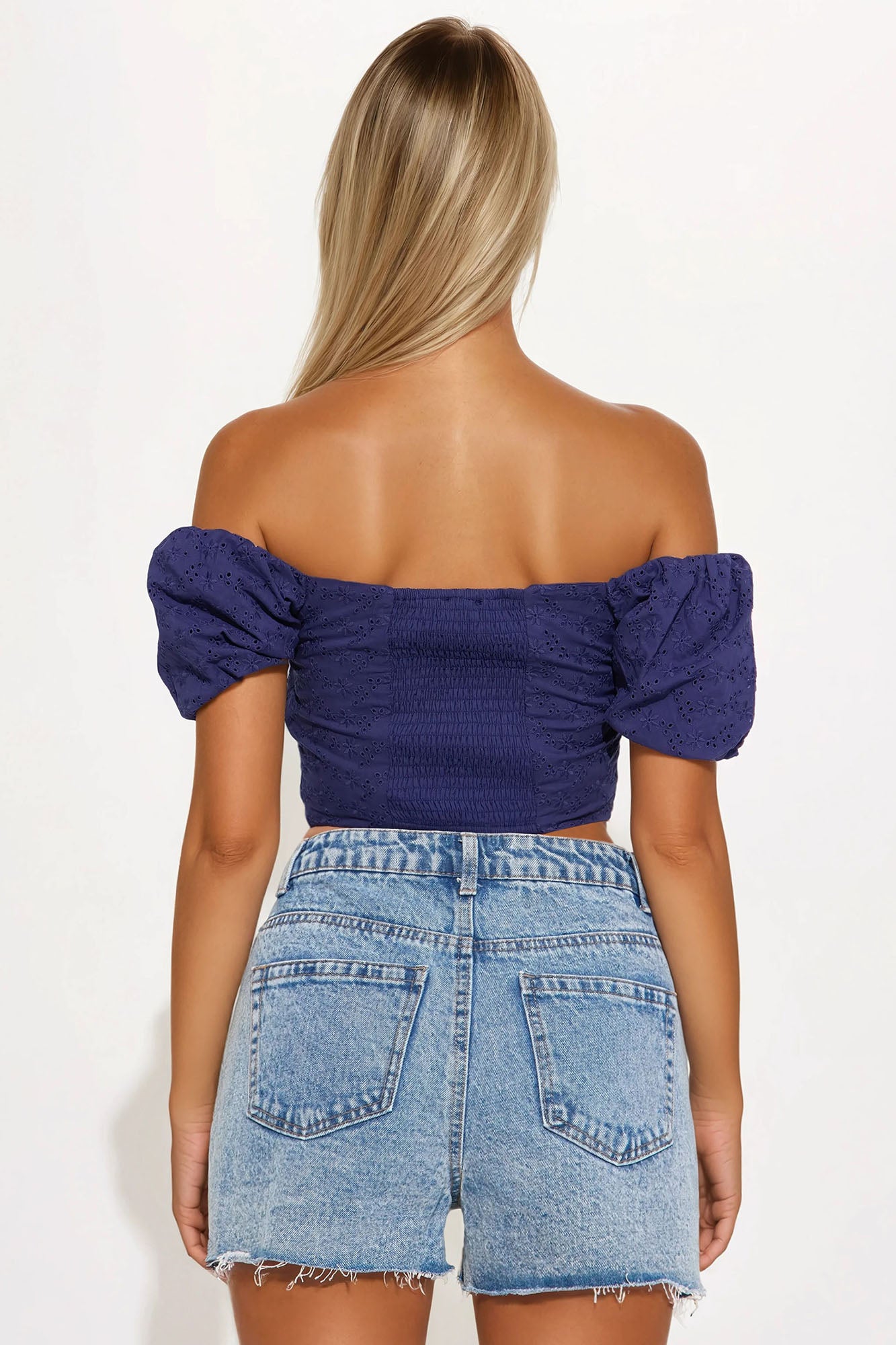 Eliora Eyelet Corset Top - Navy - Image 3