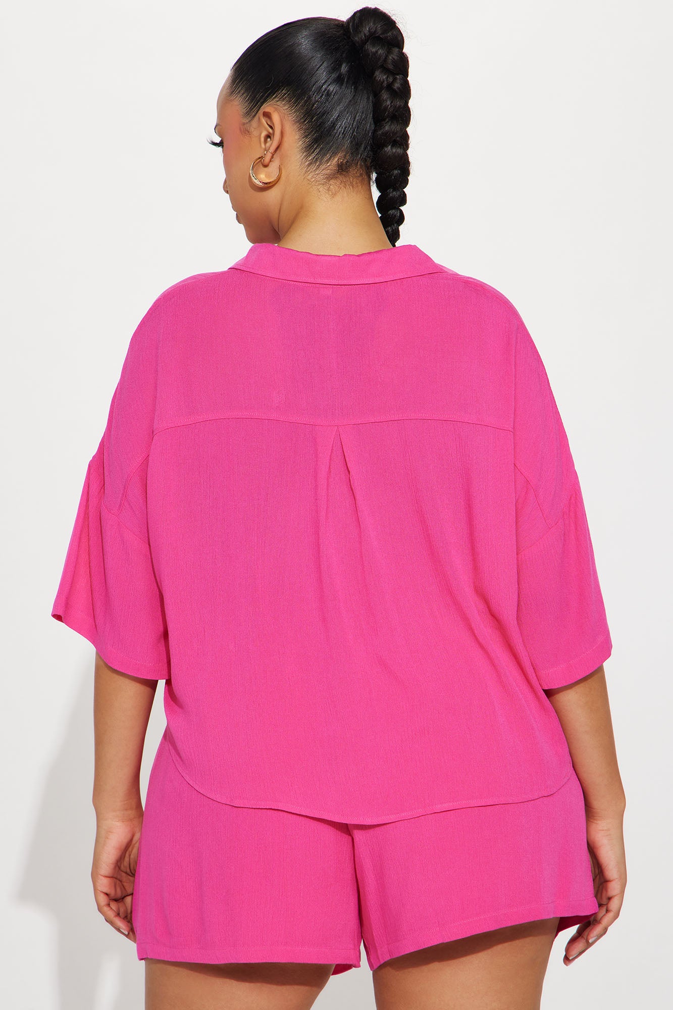 By The Coast Gauze Short Set - Hot Pink - Image 6