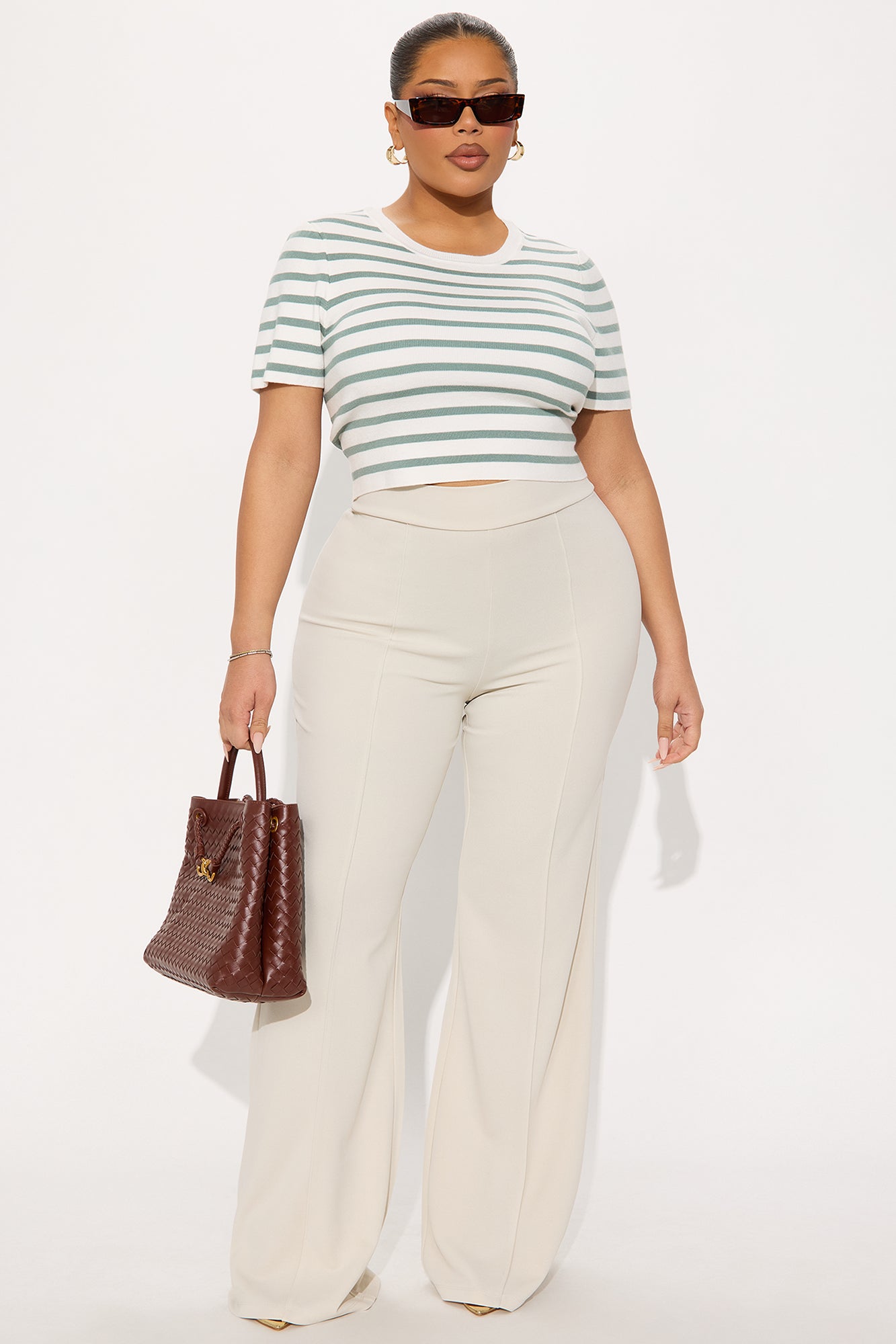 Everyday Classic Striped Sweater Top - Sage/combo - Image 5