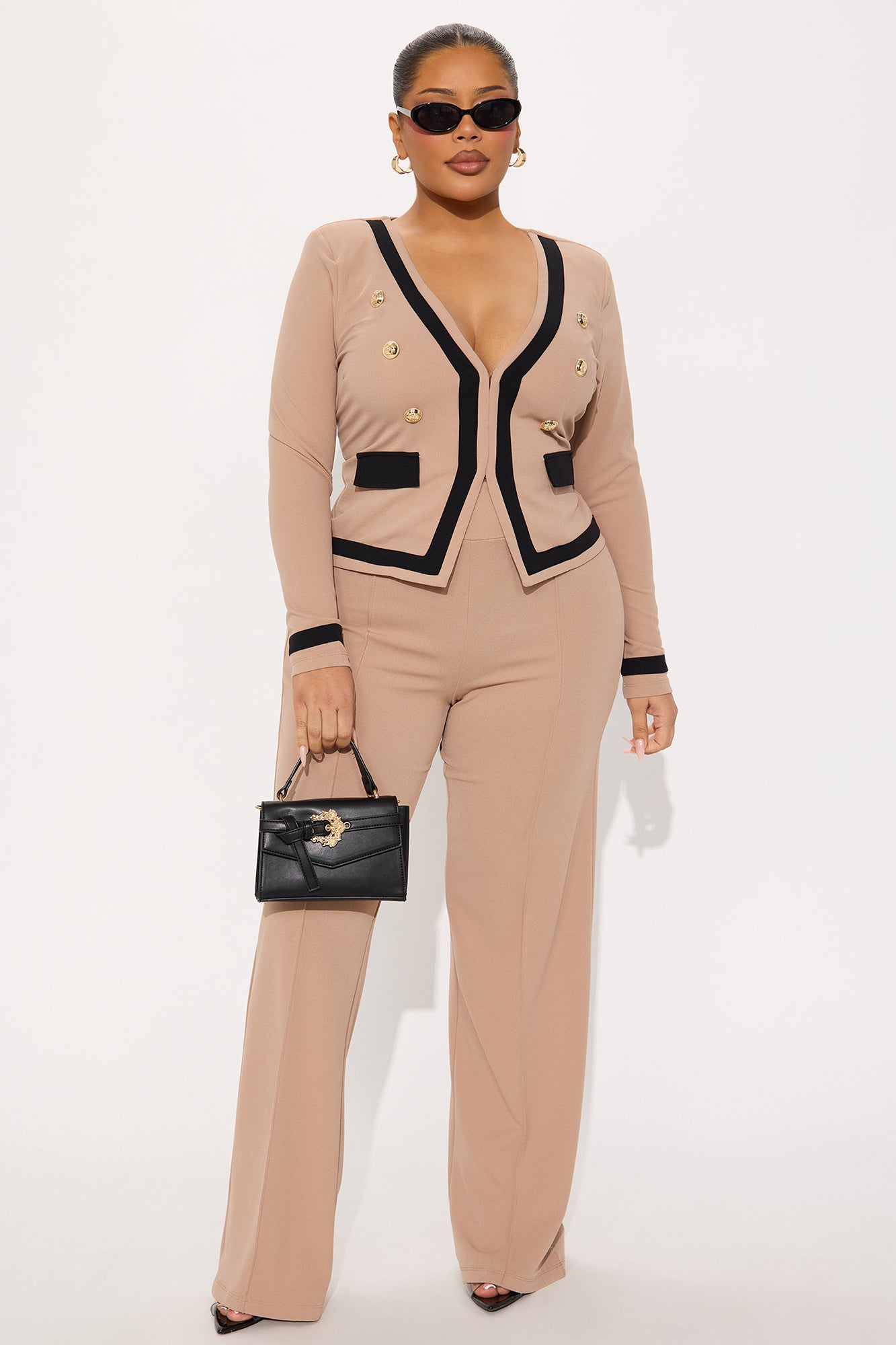Janice Blazer and Pant Set - Taupe/combo - Image 4
