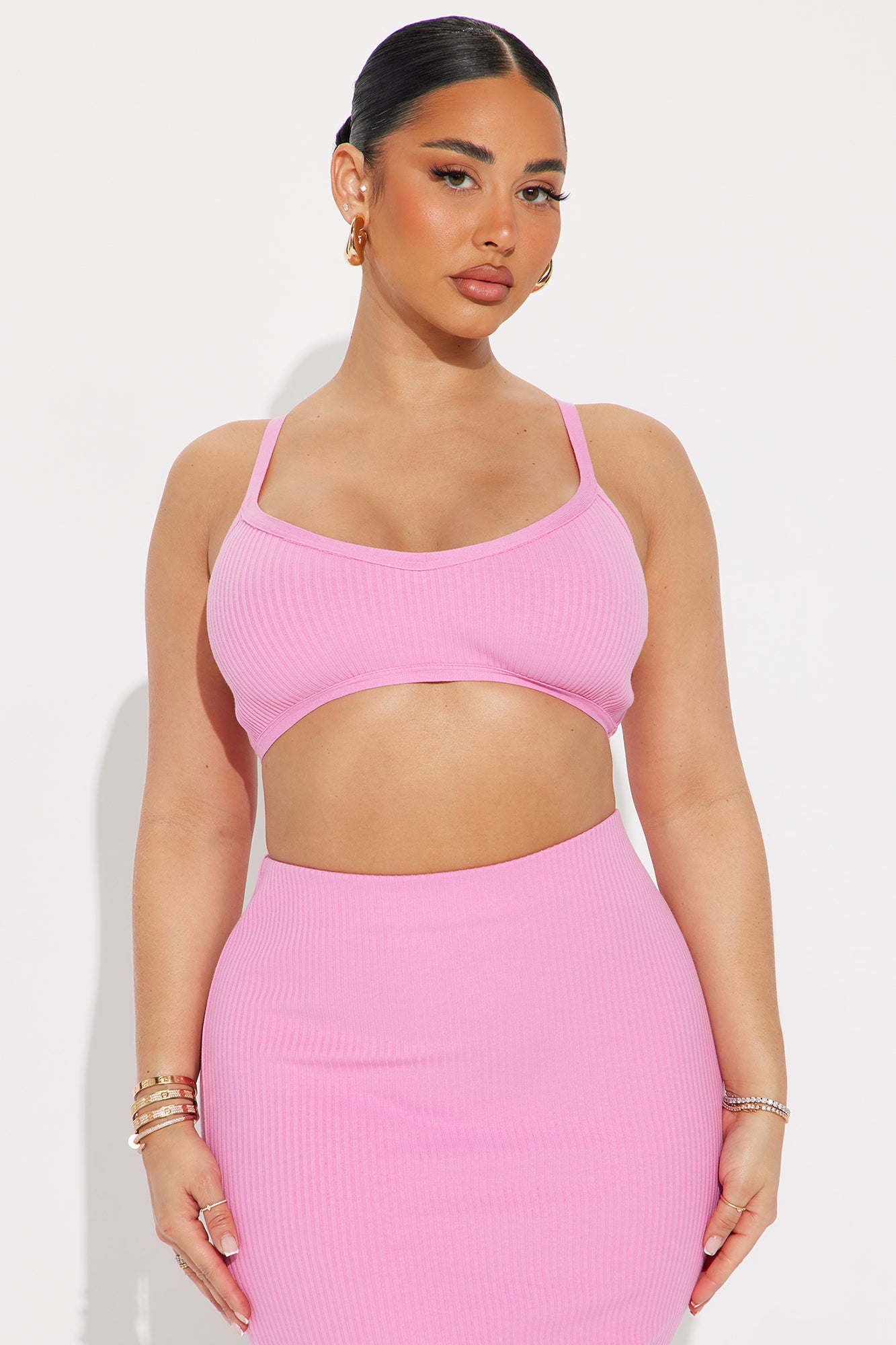 Rachel Ribbed 3 Piece Set - Hot Pink - Image 3