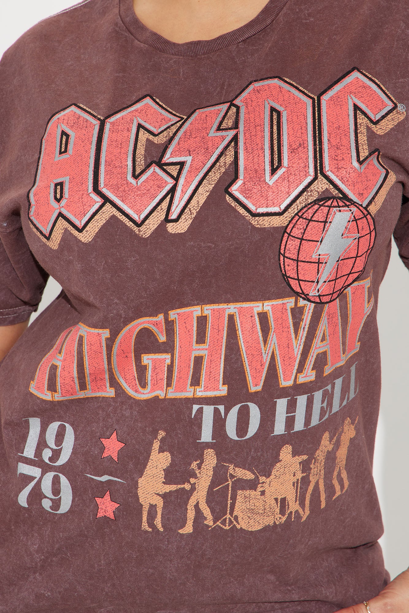 ACDC Silver Washed Tee - Brown - Image 4