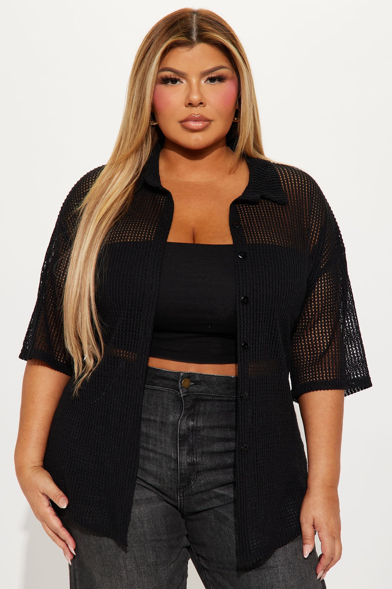 Bring The Sunshine Crochet Shirt - Black - Image 6