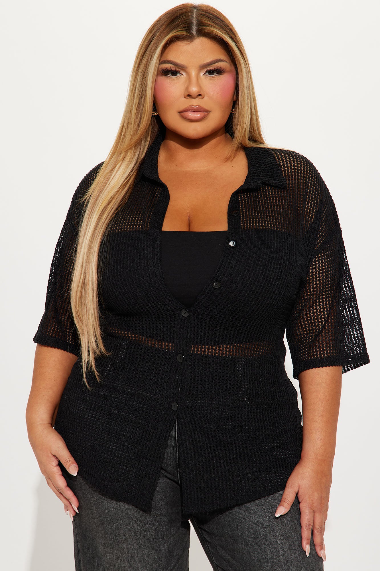 Bring The Sunshine Crochet Shirt - Black - Image 8