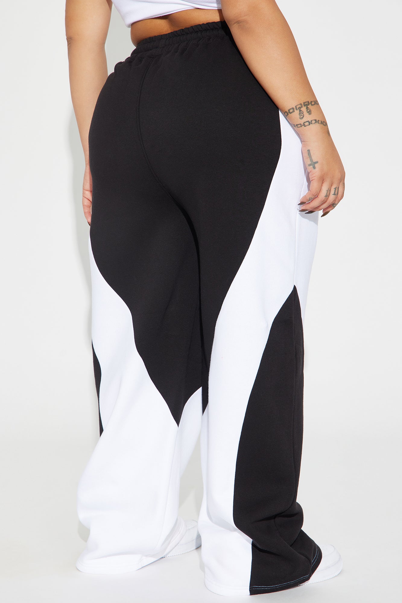 Fast Track Fleece Wide Leg Pant - Black/White - Image 6