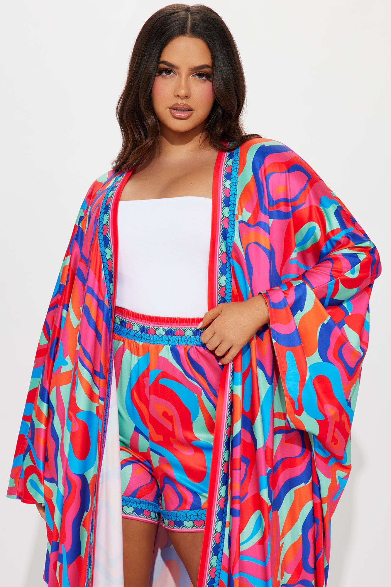 Forever With You Kimono Short Set - Fuchsia/combo - Image 5