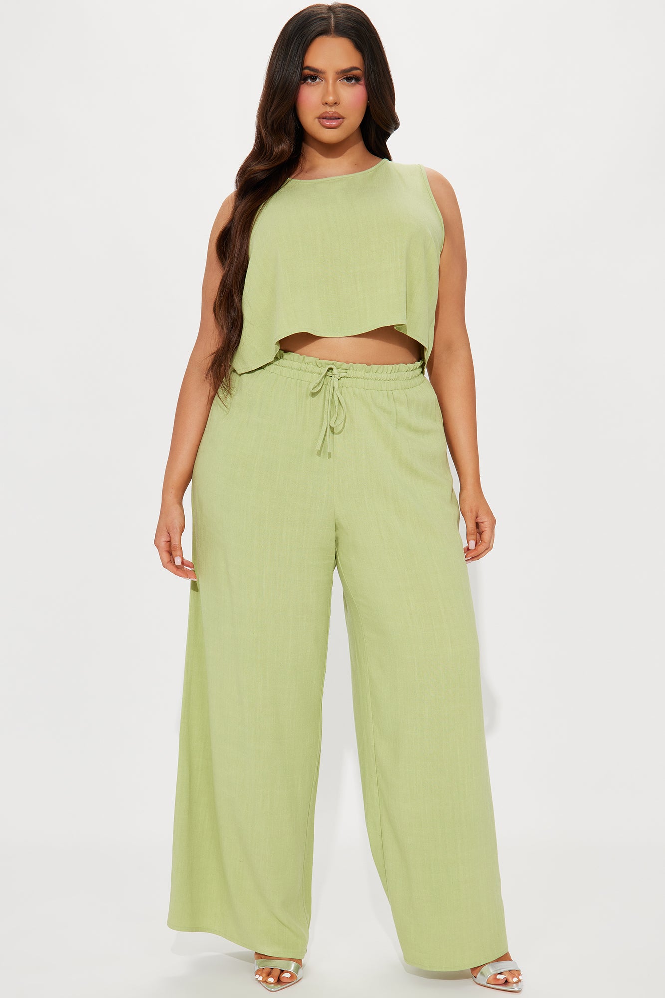 Day Dreaming Linen Pant Set - Lime - Image 4