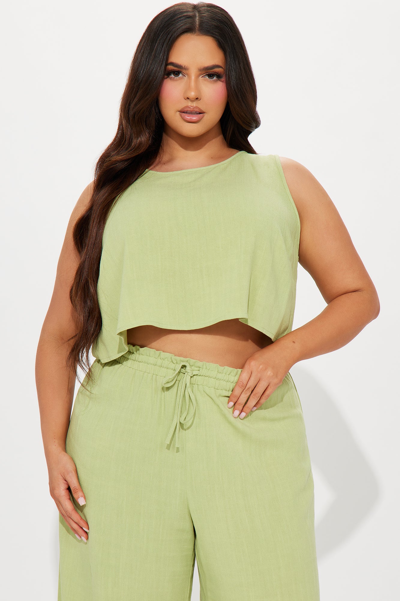 Day Dreaming Linen Pant Set - Lime - Image 5