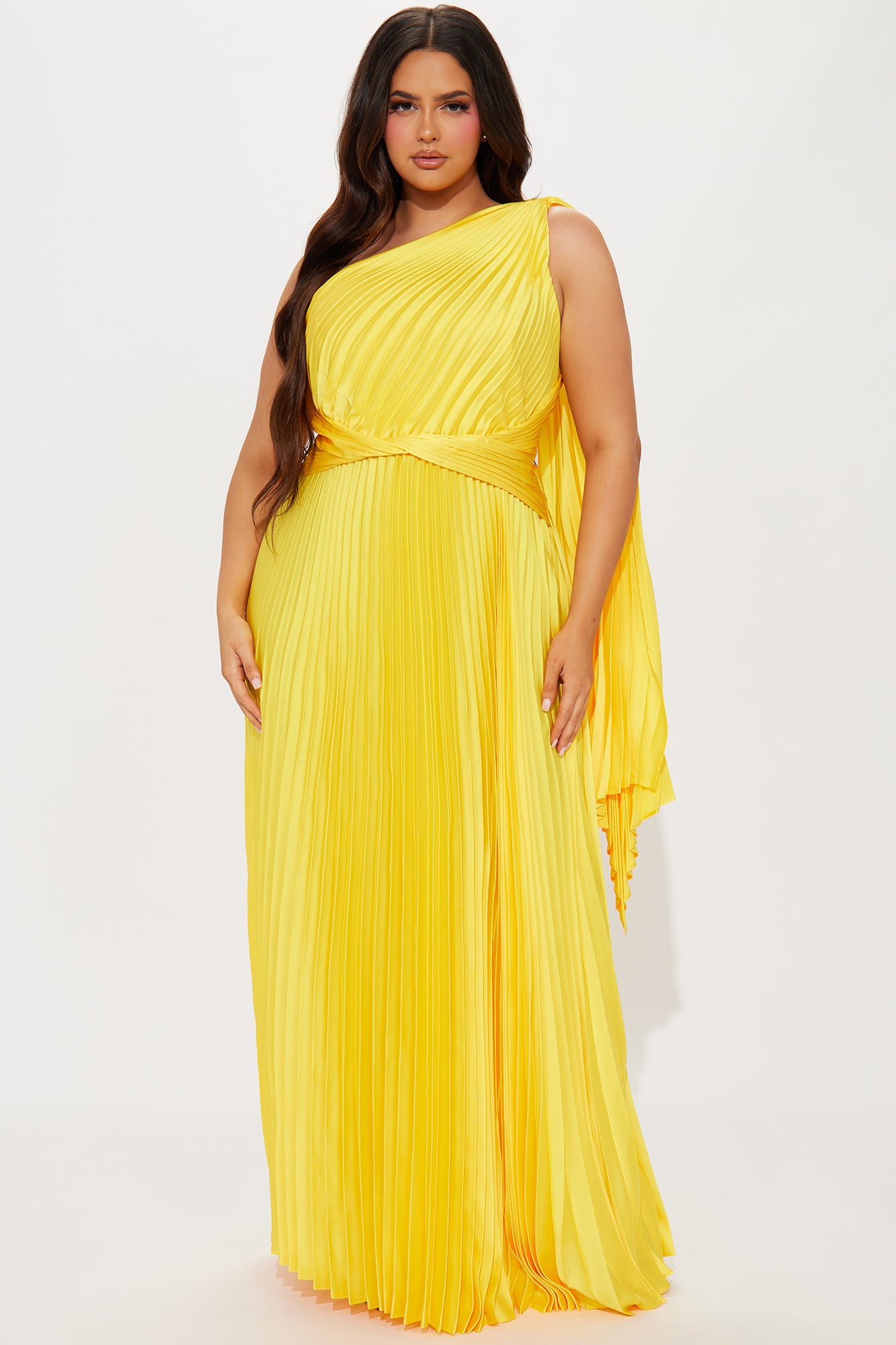 Athena Pleated Maxi Dress - Yellow - Image 4
